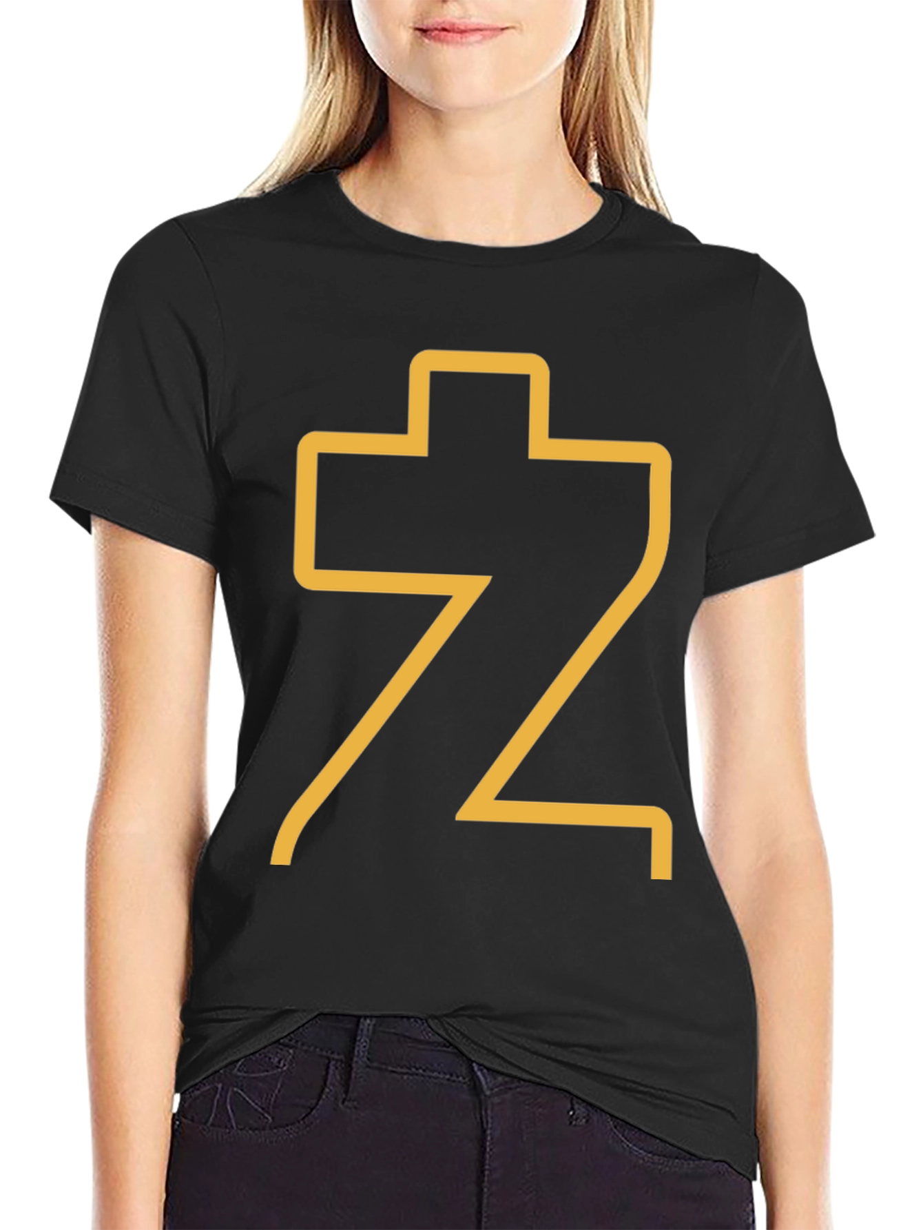 Abstract Gold Graphic Print Black T-Shirt