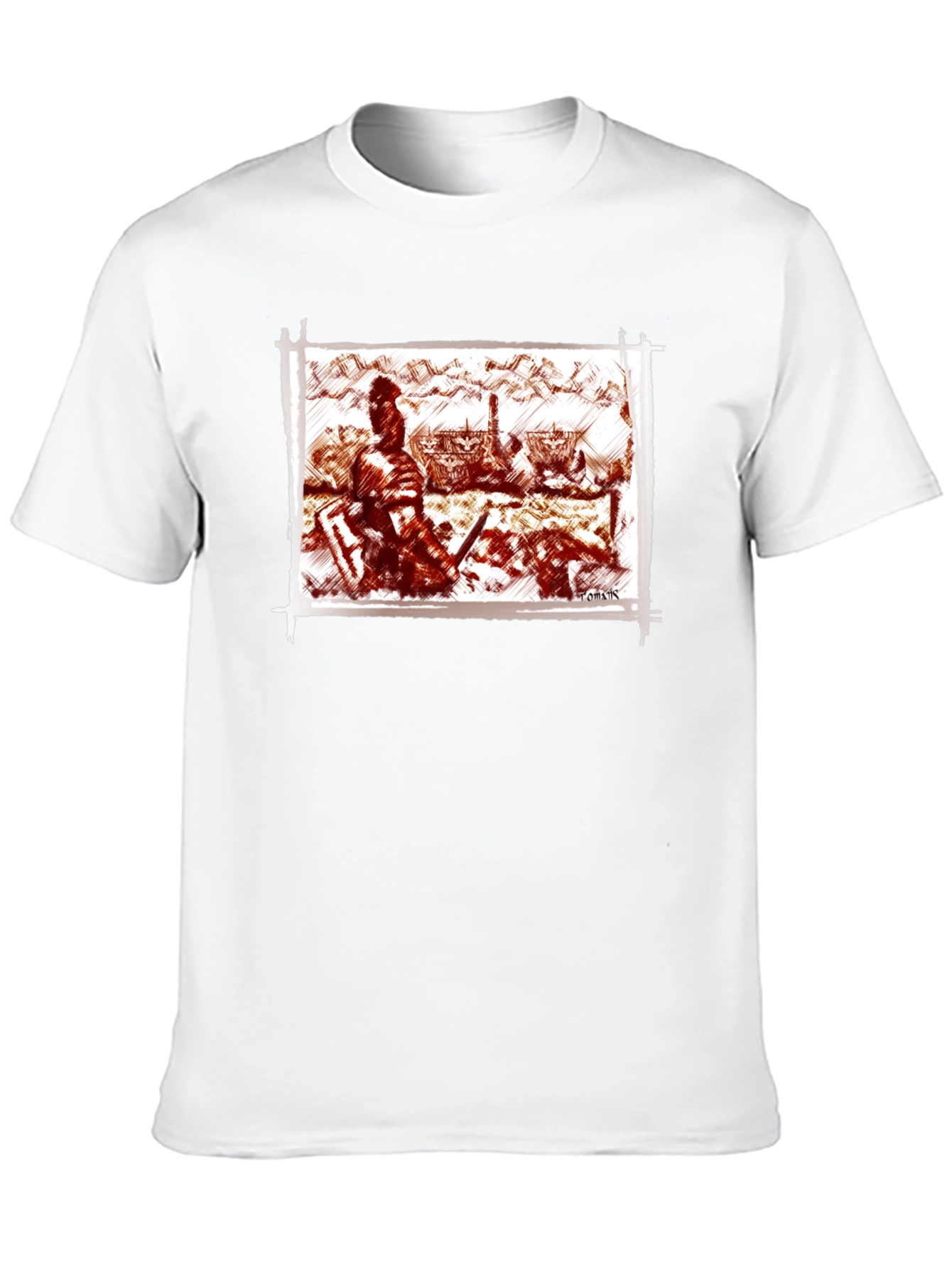 Warrior Sketch Tee - Black Cotton T-Shirt