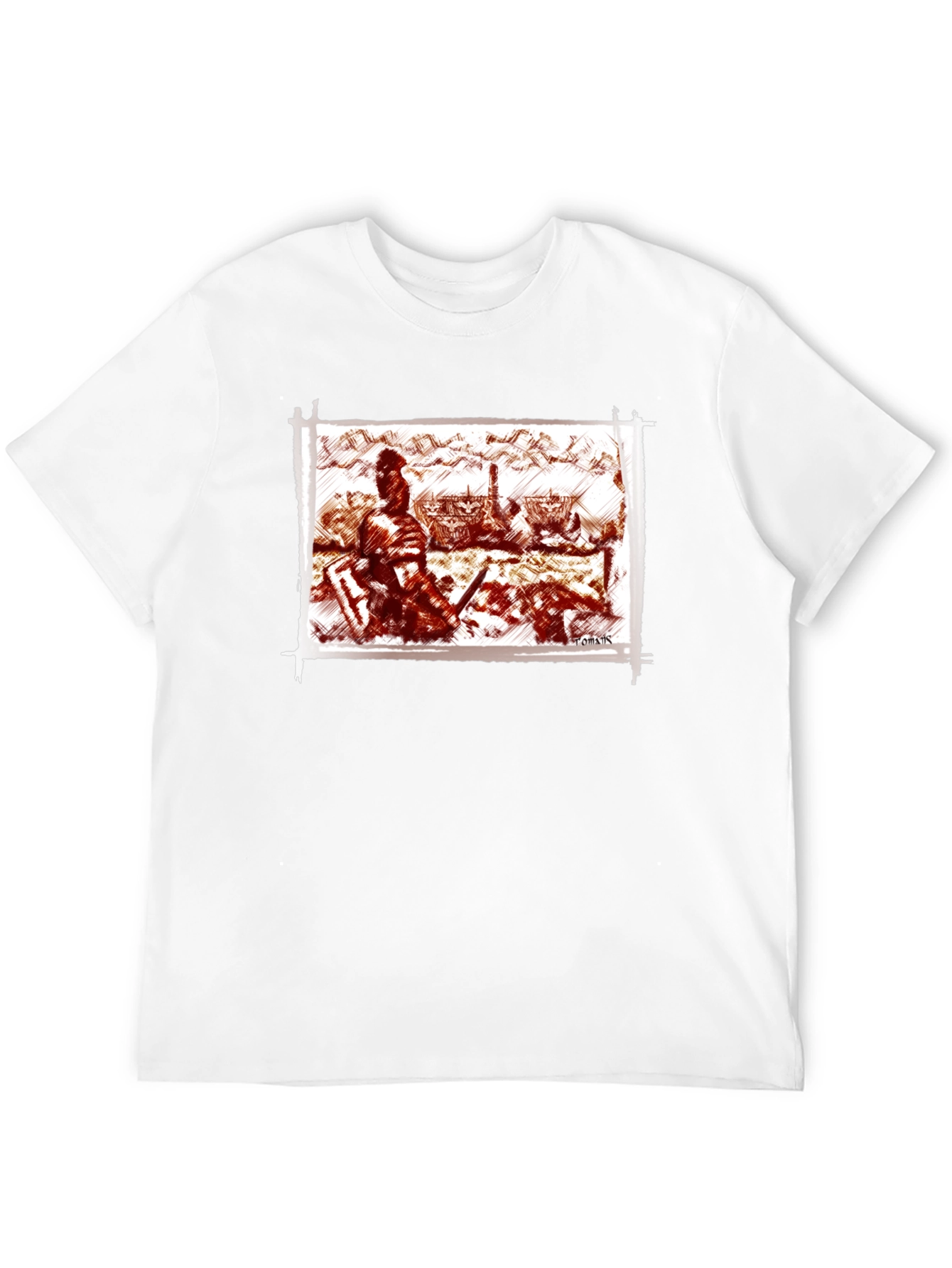 Warrior Sketch Tee - Black Cotton T-Shirt
