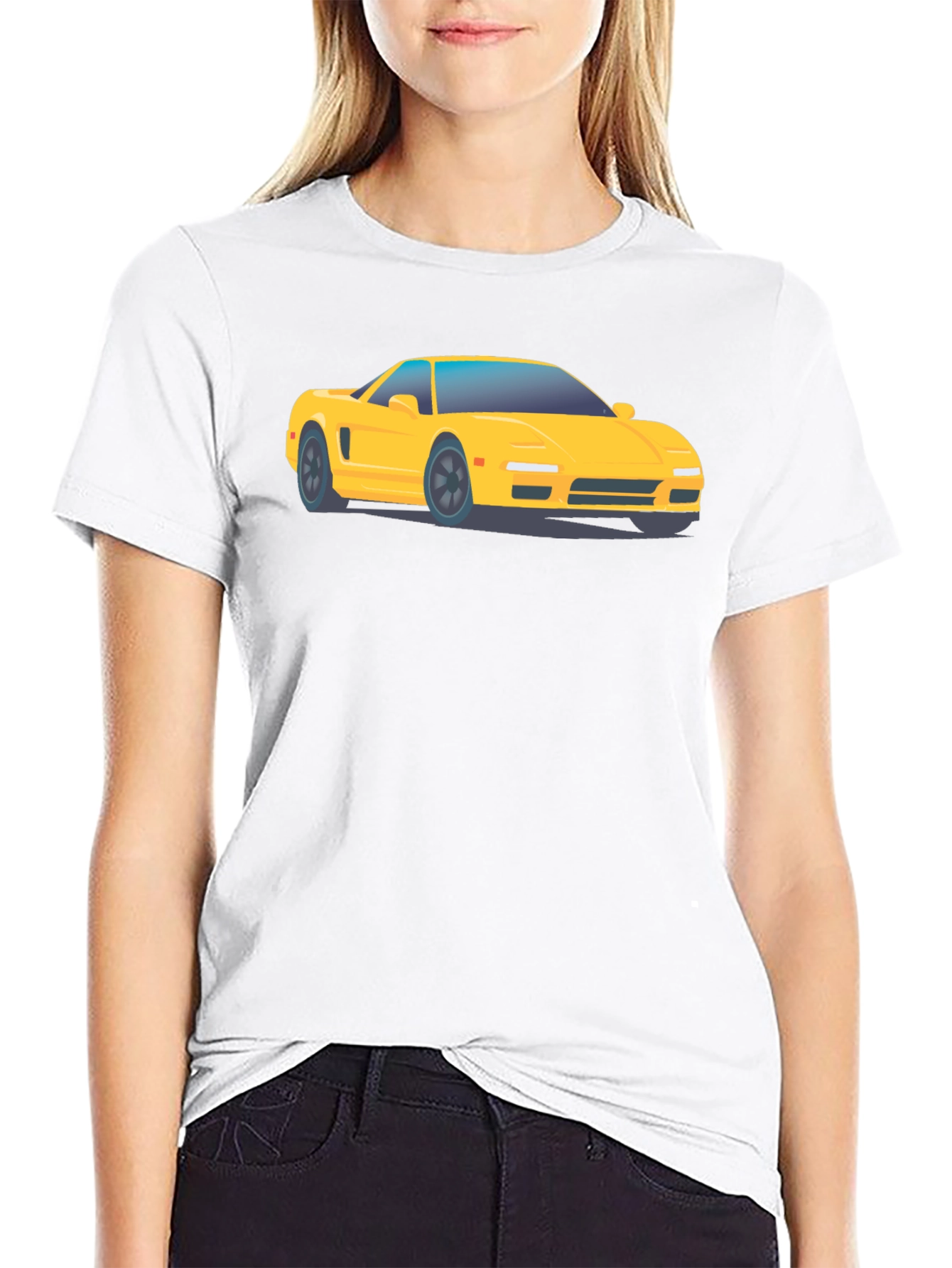 Yellow Car Graphic Tee - Black Cotton Comfort