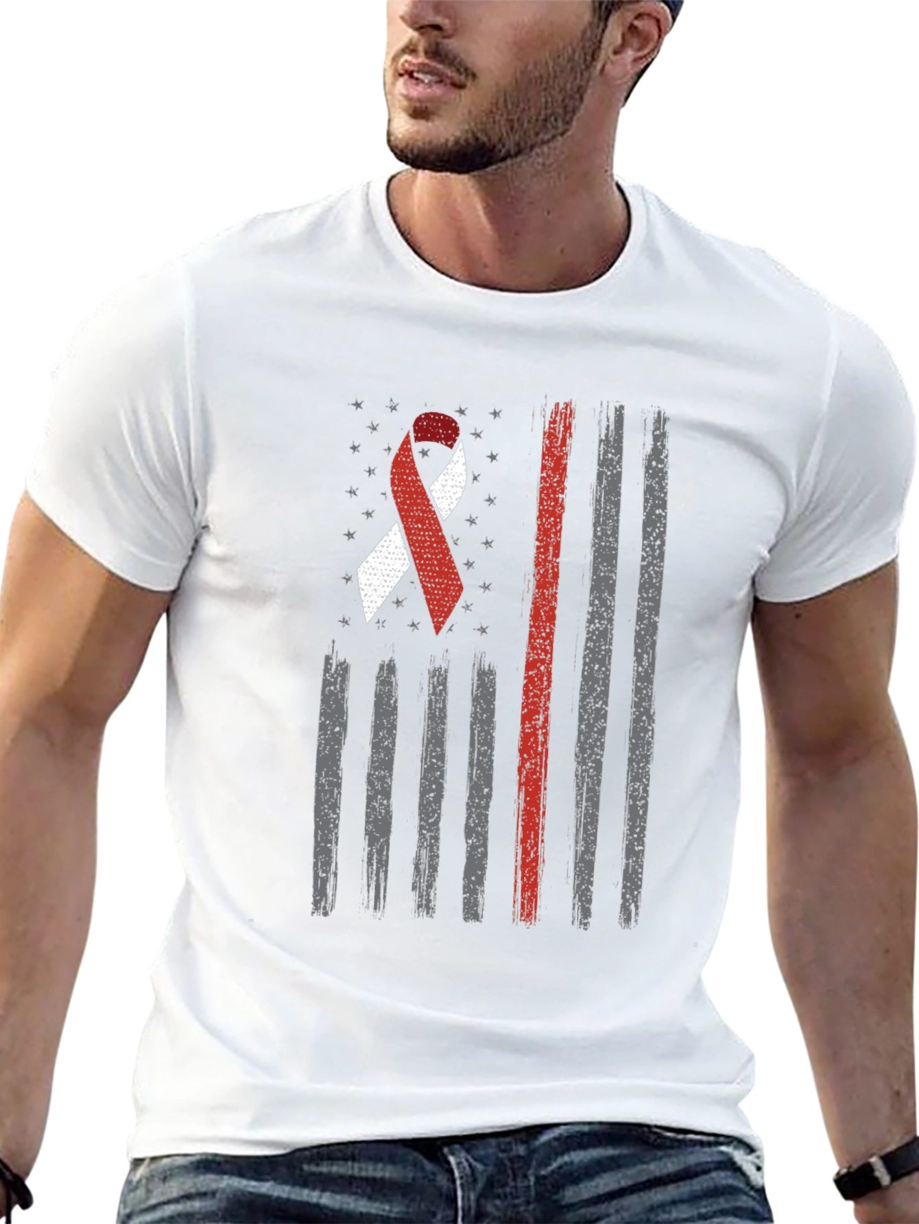 American Flag Awareness Ribbon Graphic Tee