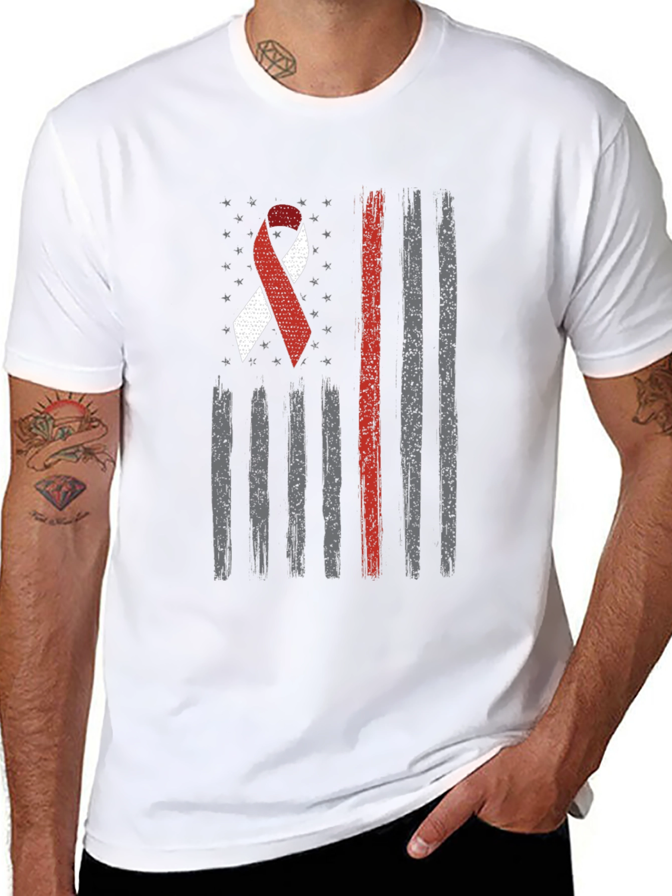 American Flag Awareness Ribbon Graphic Tee