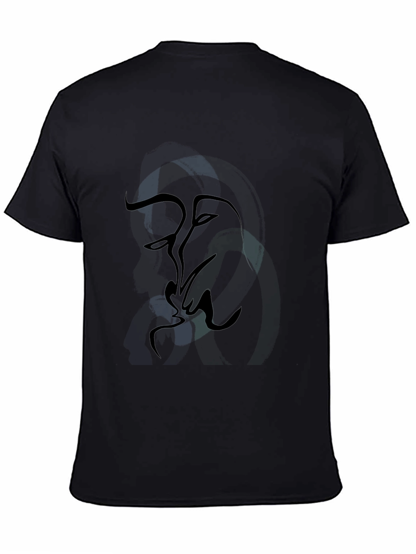 Abstract Kiss Black Graphic T-Shirt