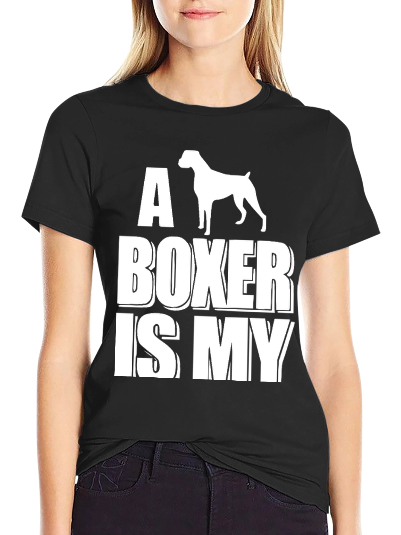 A Boxer is My Dog Graphic T-Shirt - Black