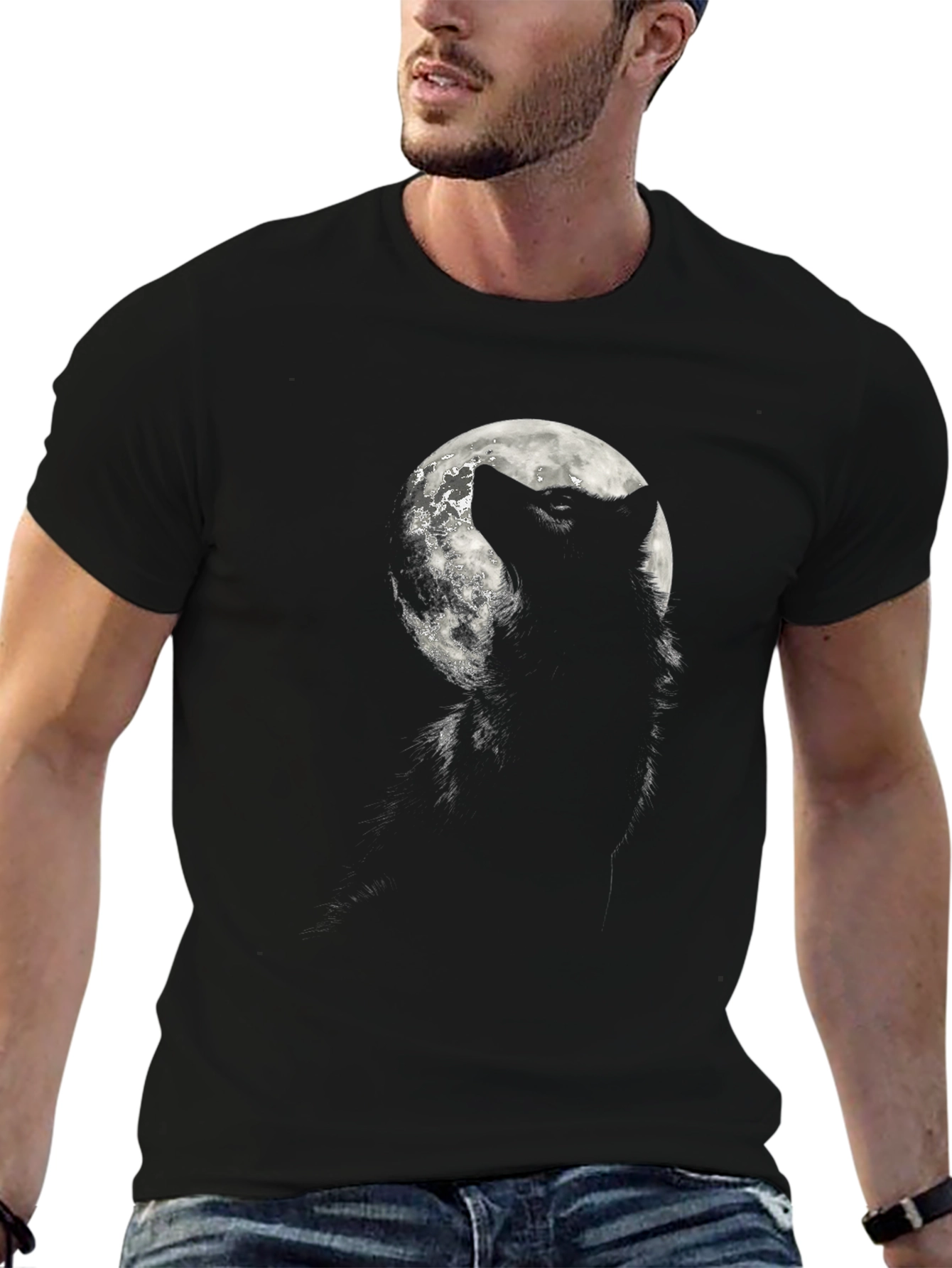 Wolf Moon Graphic Tee - Mens Black T-Shirt