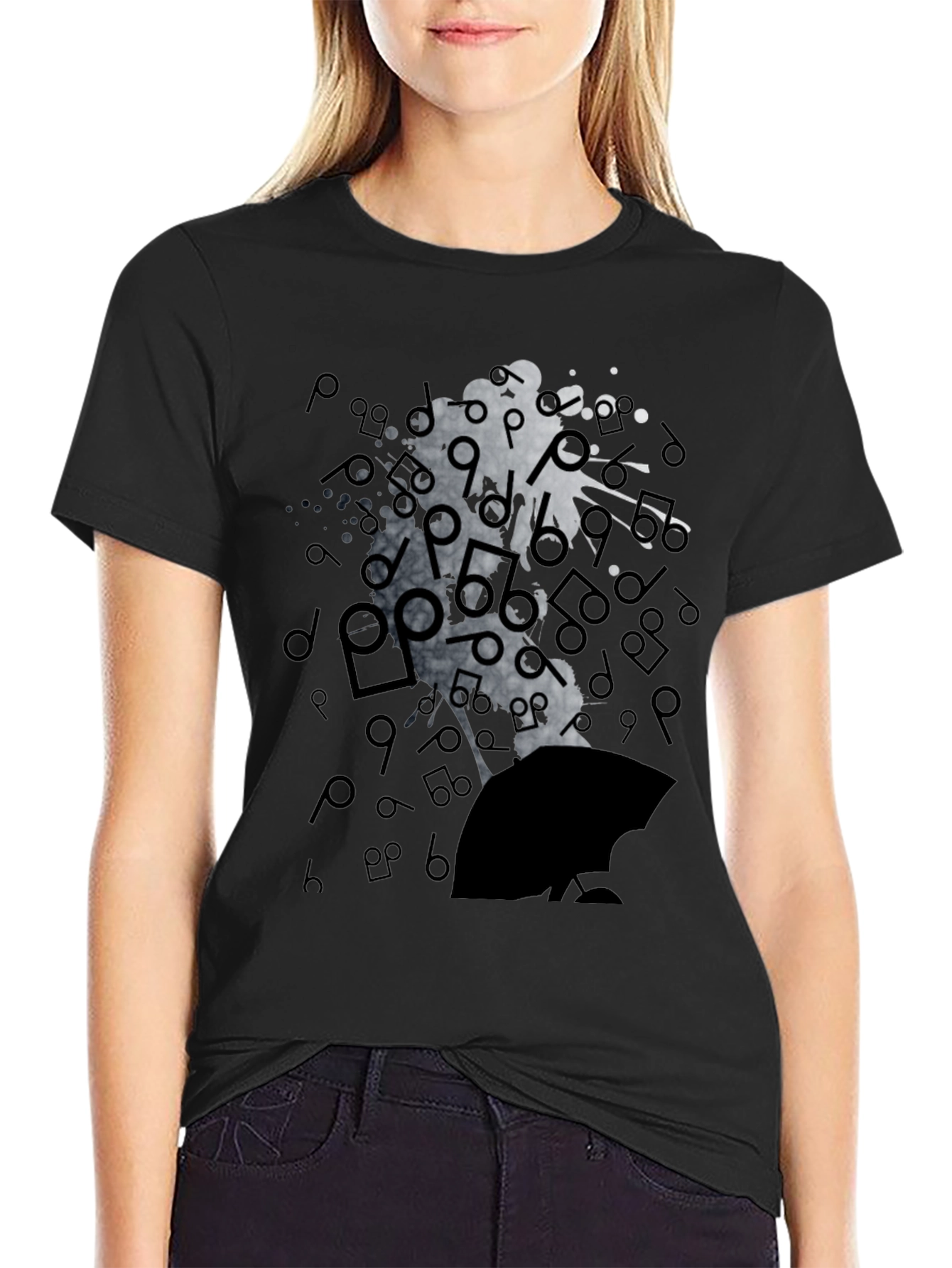 Abstract Music Man Tee - Black Graphic T-Shirt