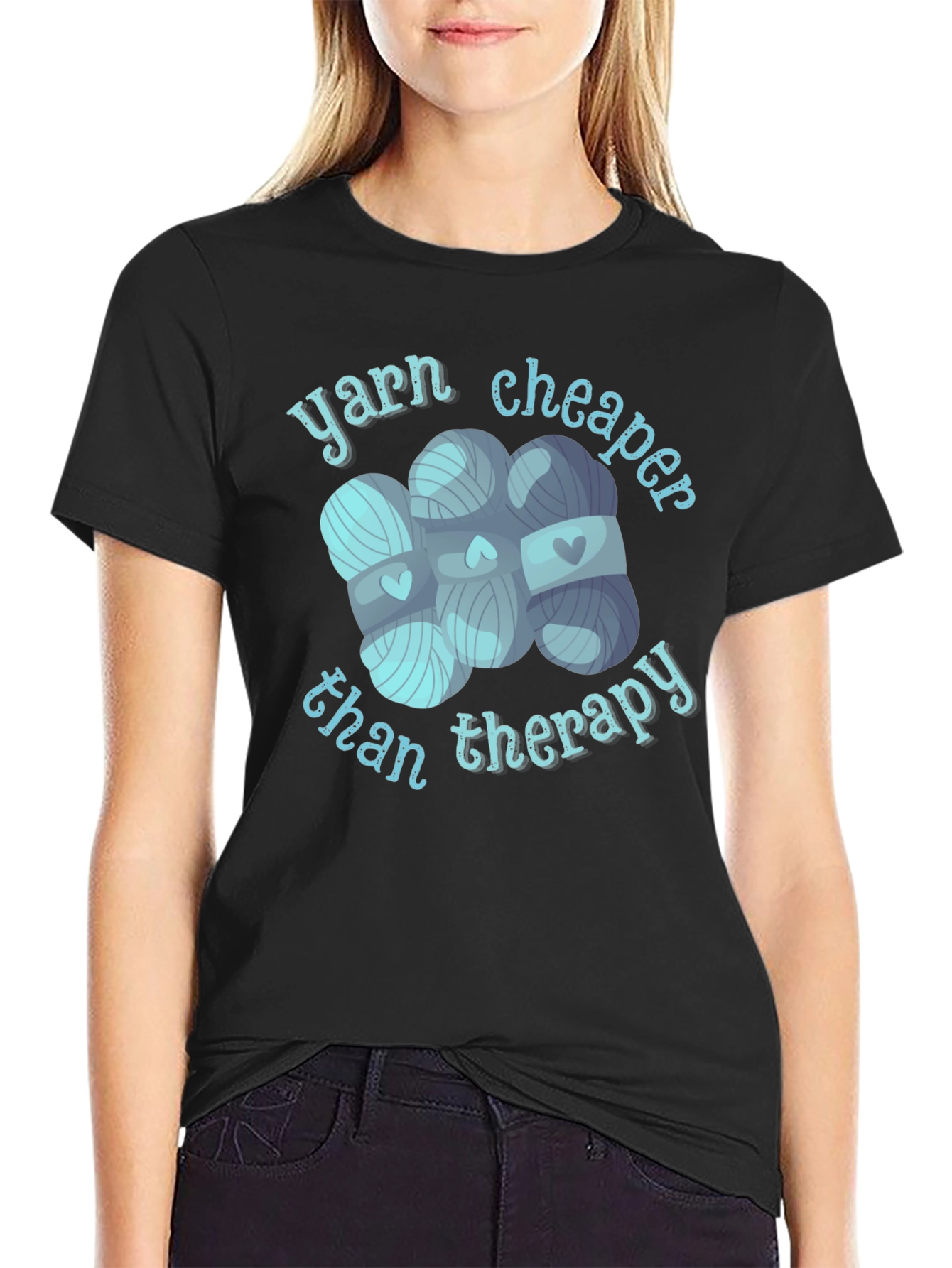 Yarn Cheaper Than Therapy Graphic T-Shirt