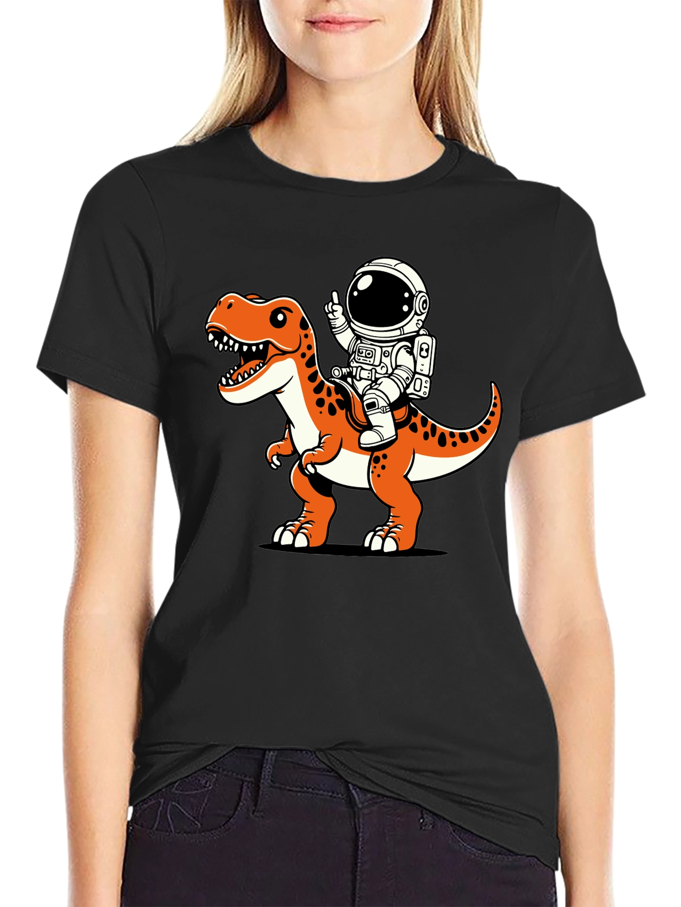 Astronaut Riding Dinosaur Graphic T-Shirt