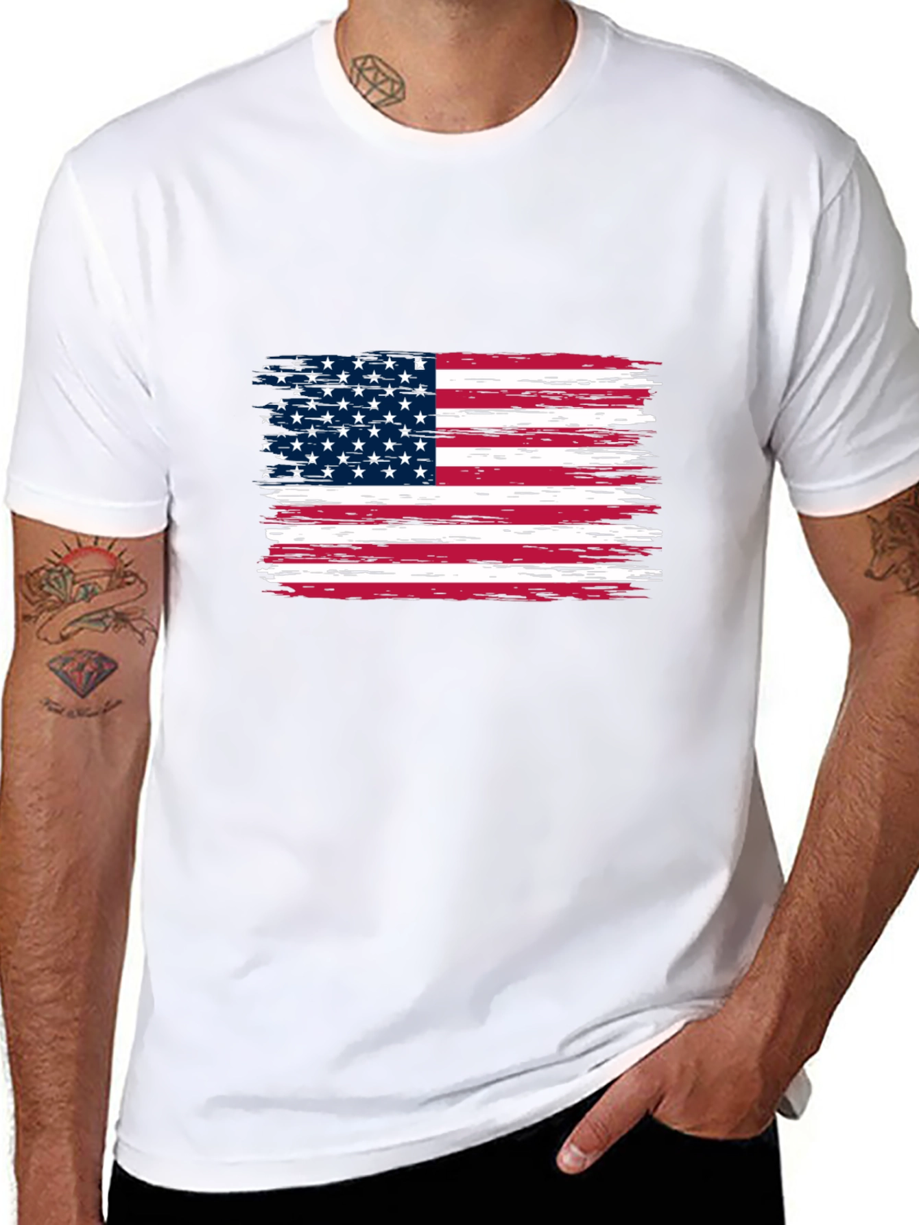 American Flag Graphic Print Tee