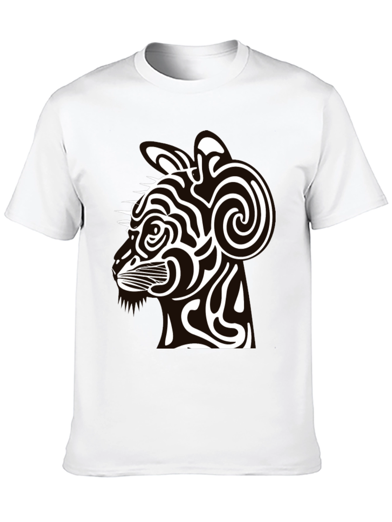 Abstract Cat Graphic Black T-Shirt - Modern Style