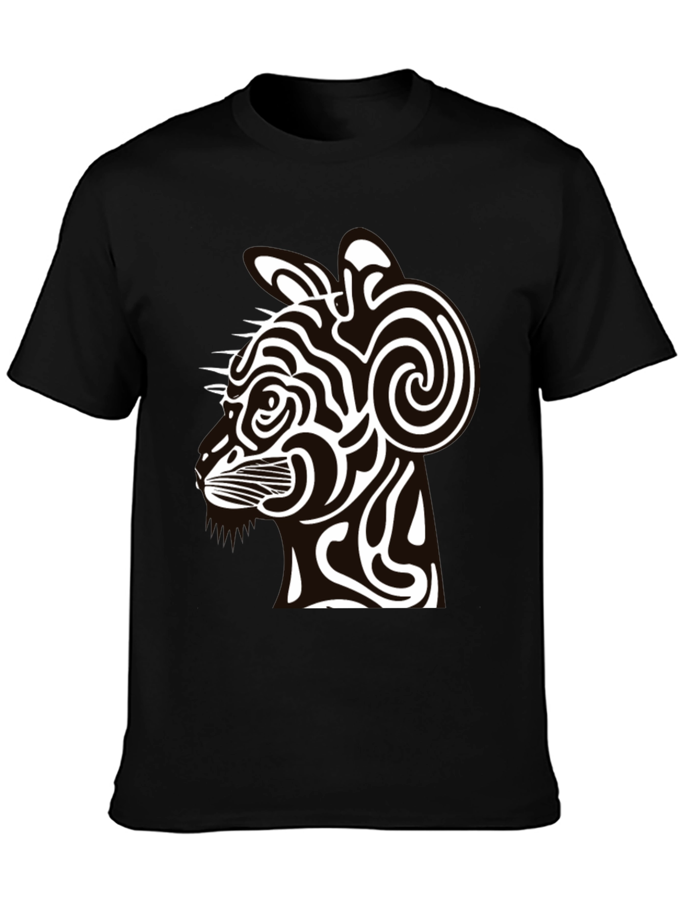 Abstract Cat Graphic Black T-Shirt - Modern Style