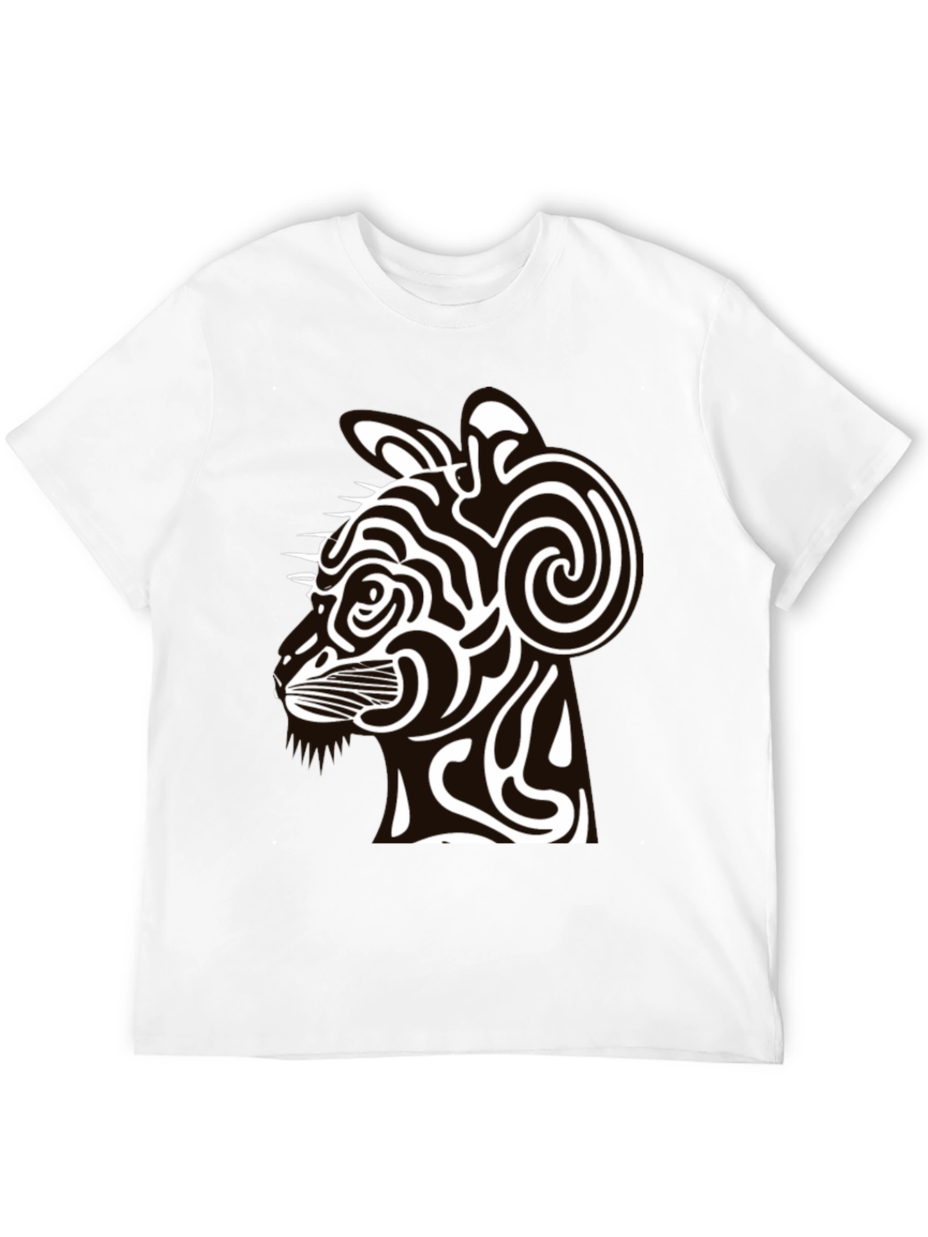 Abstract Cat Graphic Black T-Shirt - Modern Style