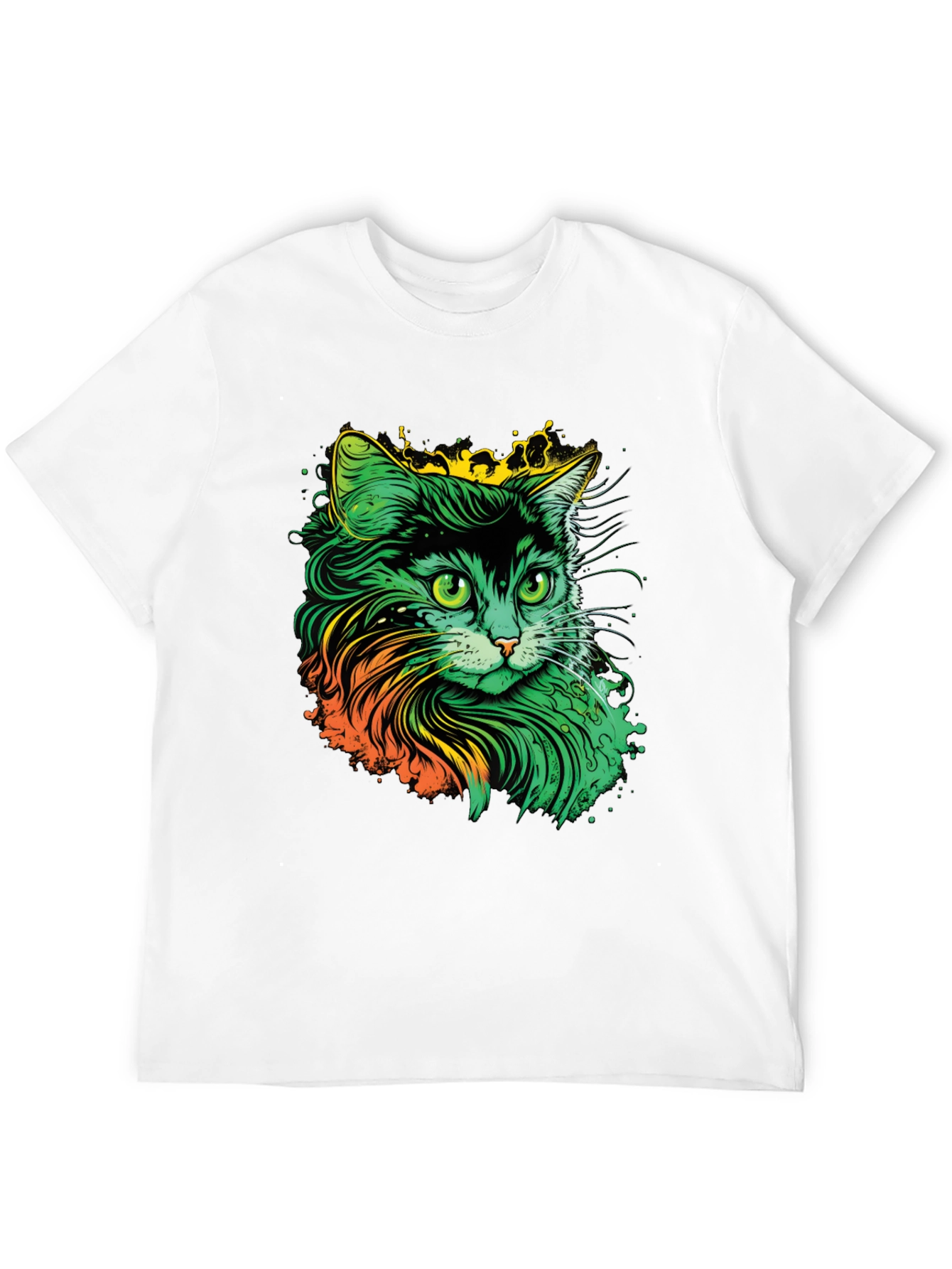 Vibrant Cat Graphic T-Shirt - Black