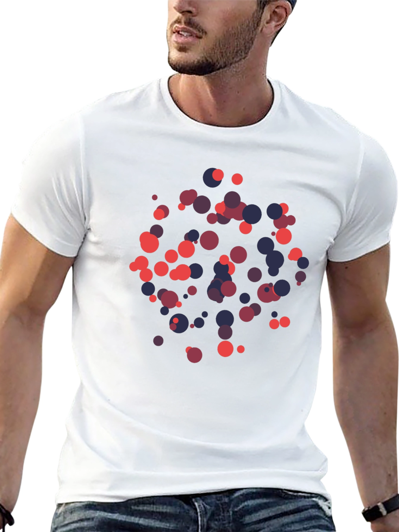 Abstract Dot Print Black T-Shirt