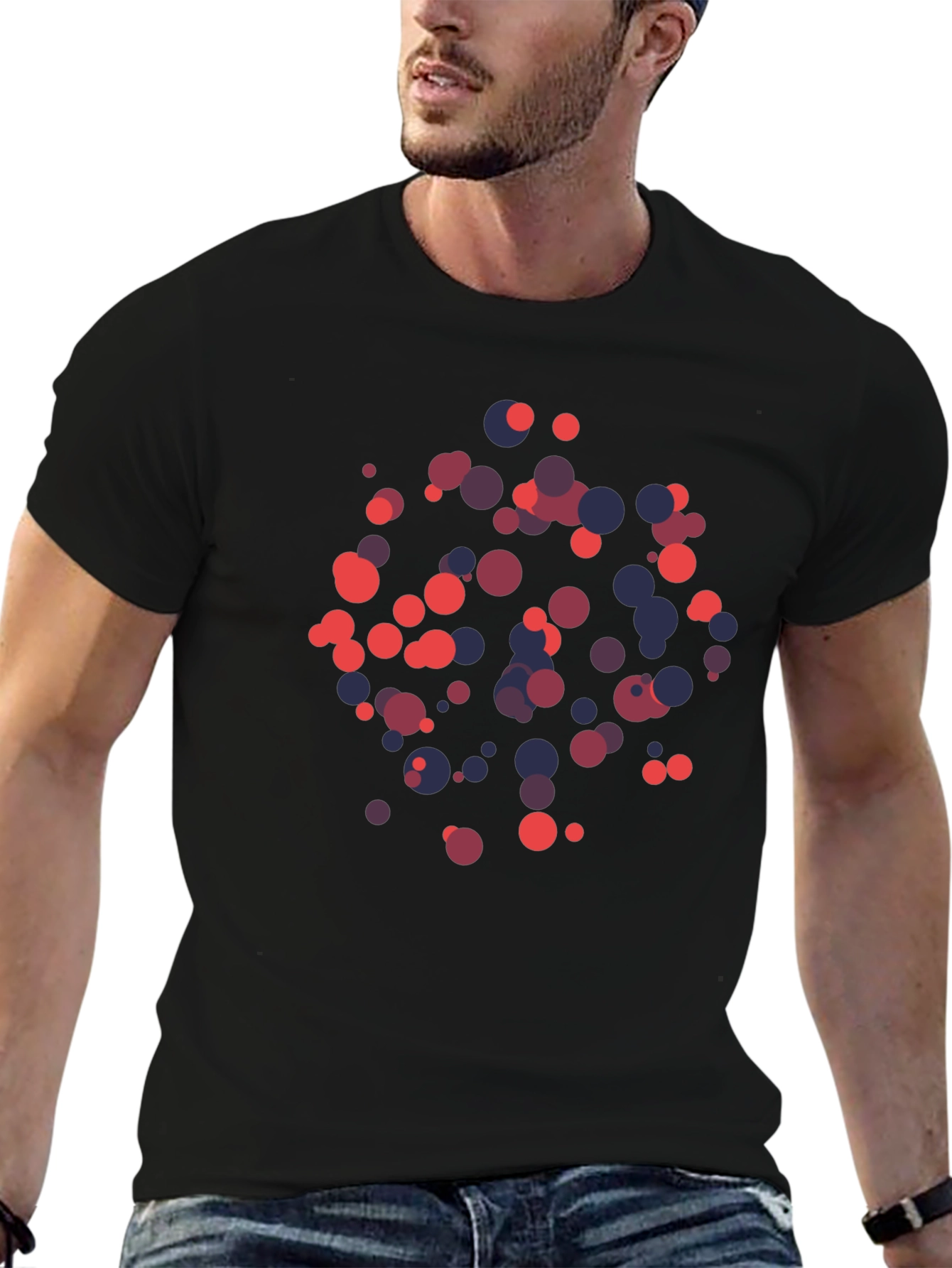 Abstract Dot Print Black T-Shirt