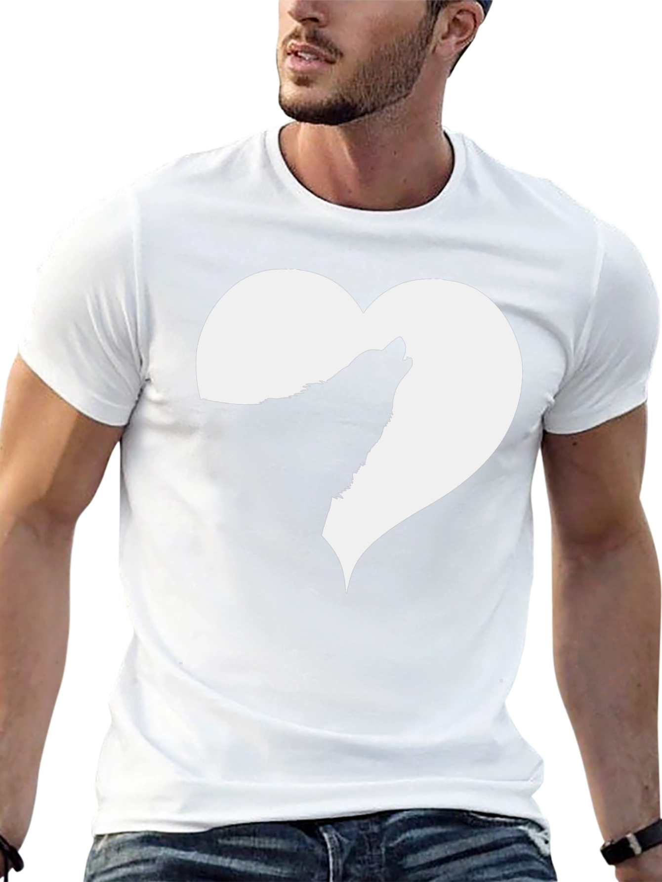 Wolf Howling in Heart T-Shirt