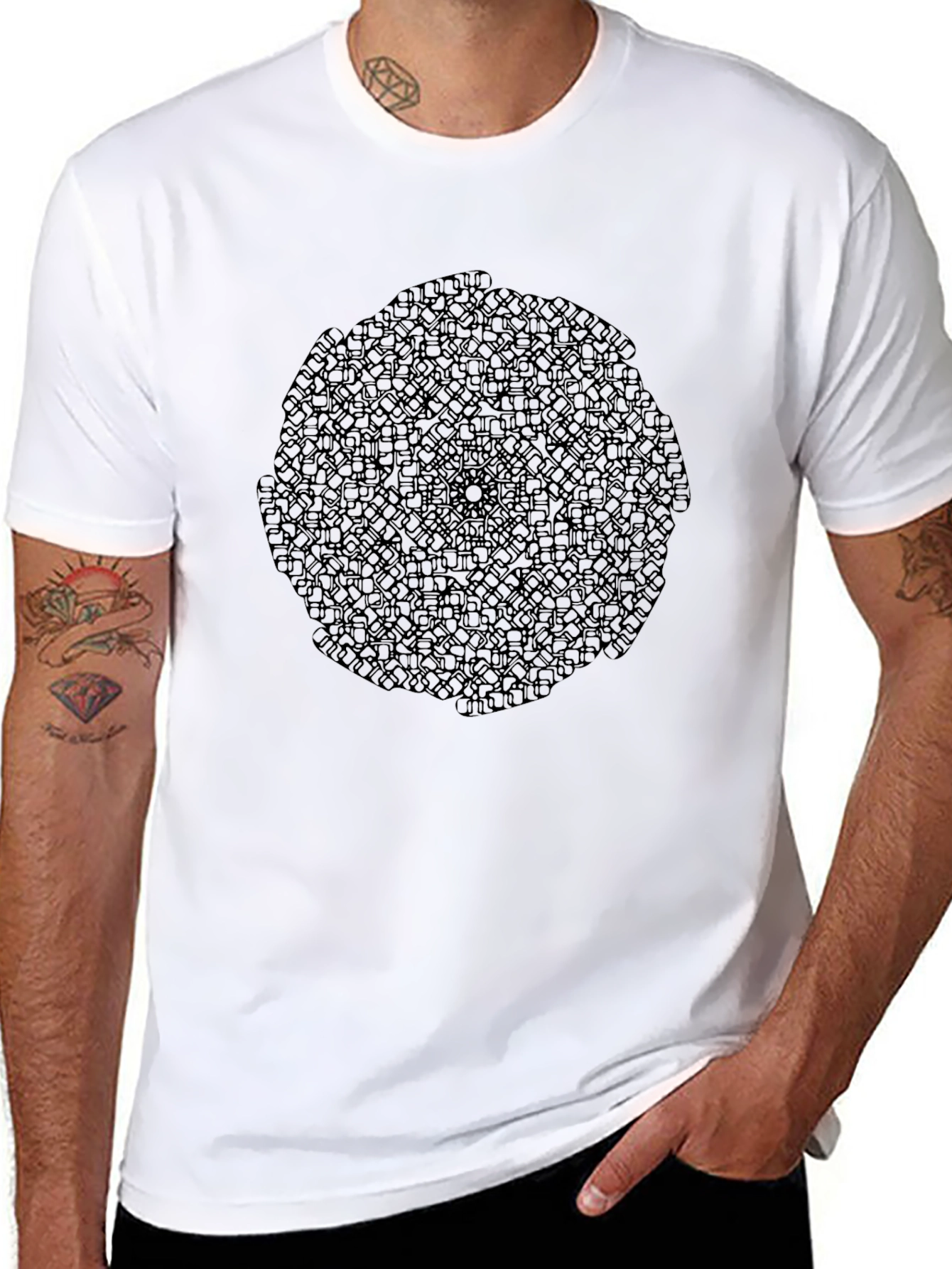 Abstract Pattern Black T-Shirt - Geometric Design