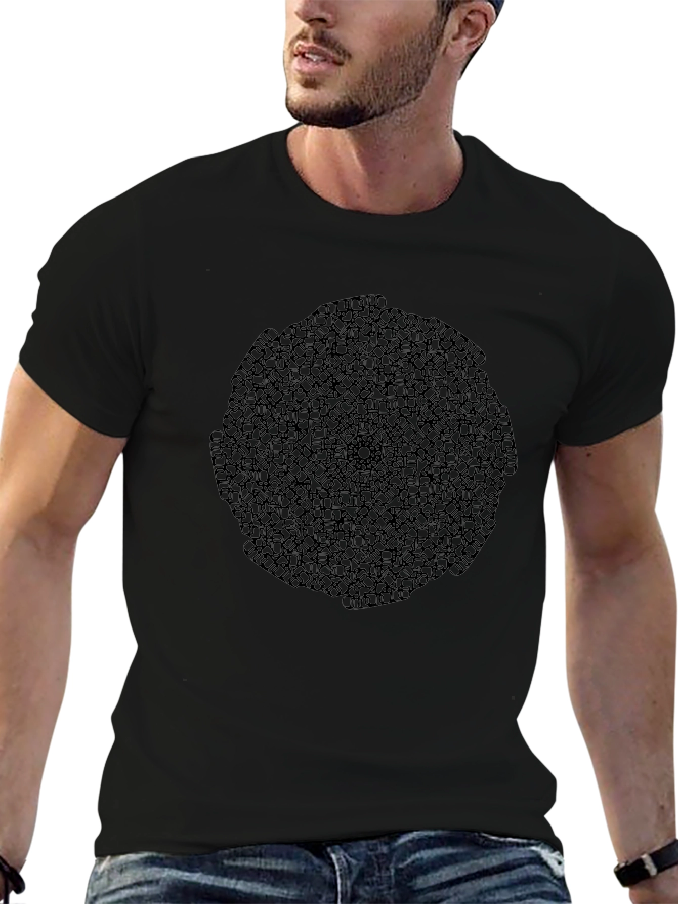 Abstract Pattern Black T-Shirt - Geometric Design