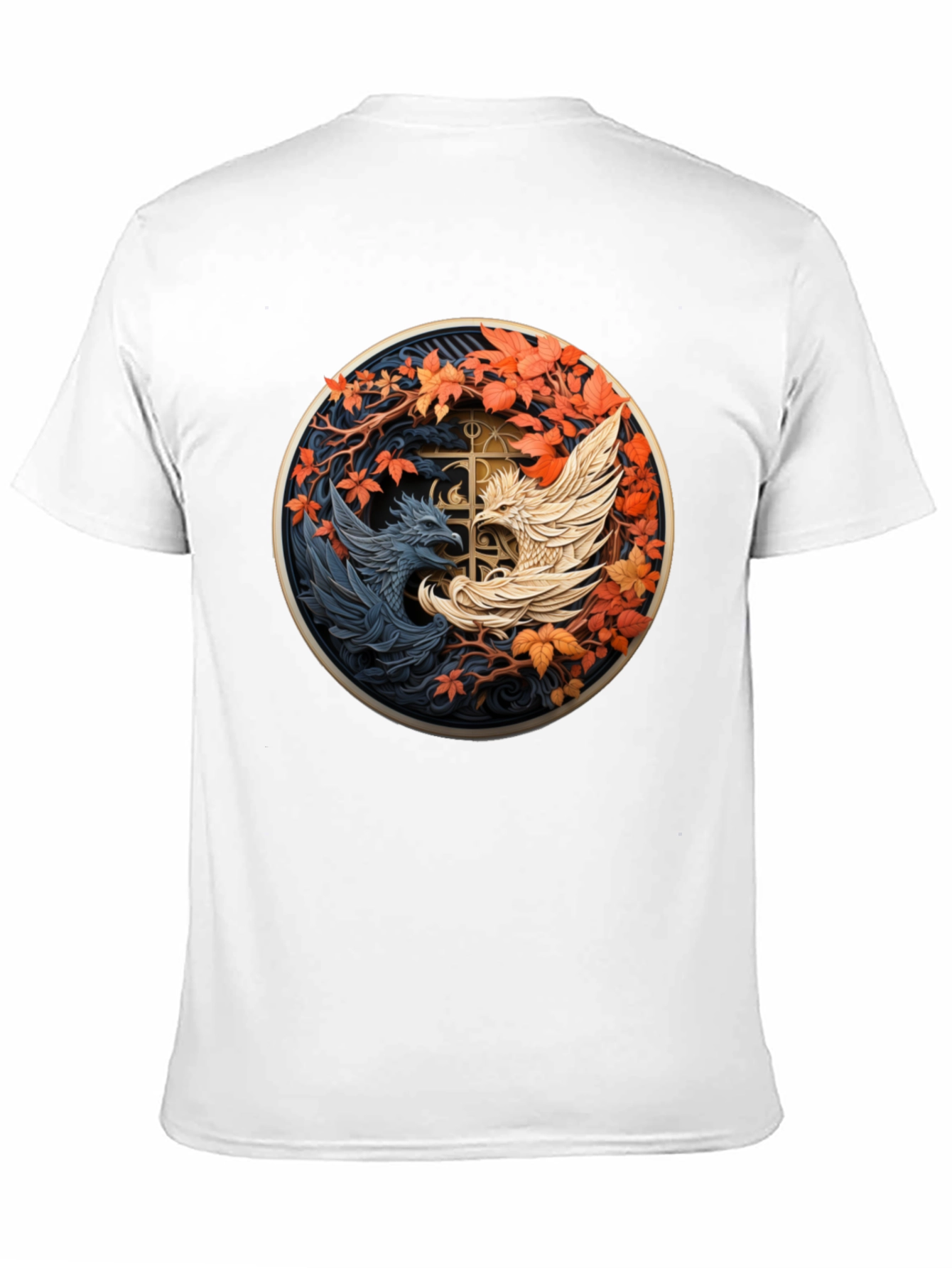 Yin Yang Phoenix Graphic Tee - Black