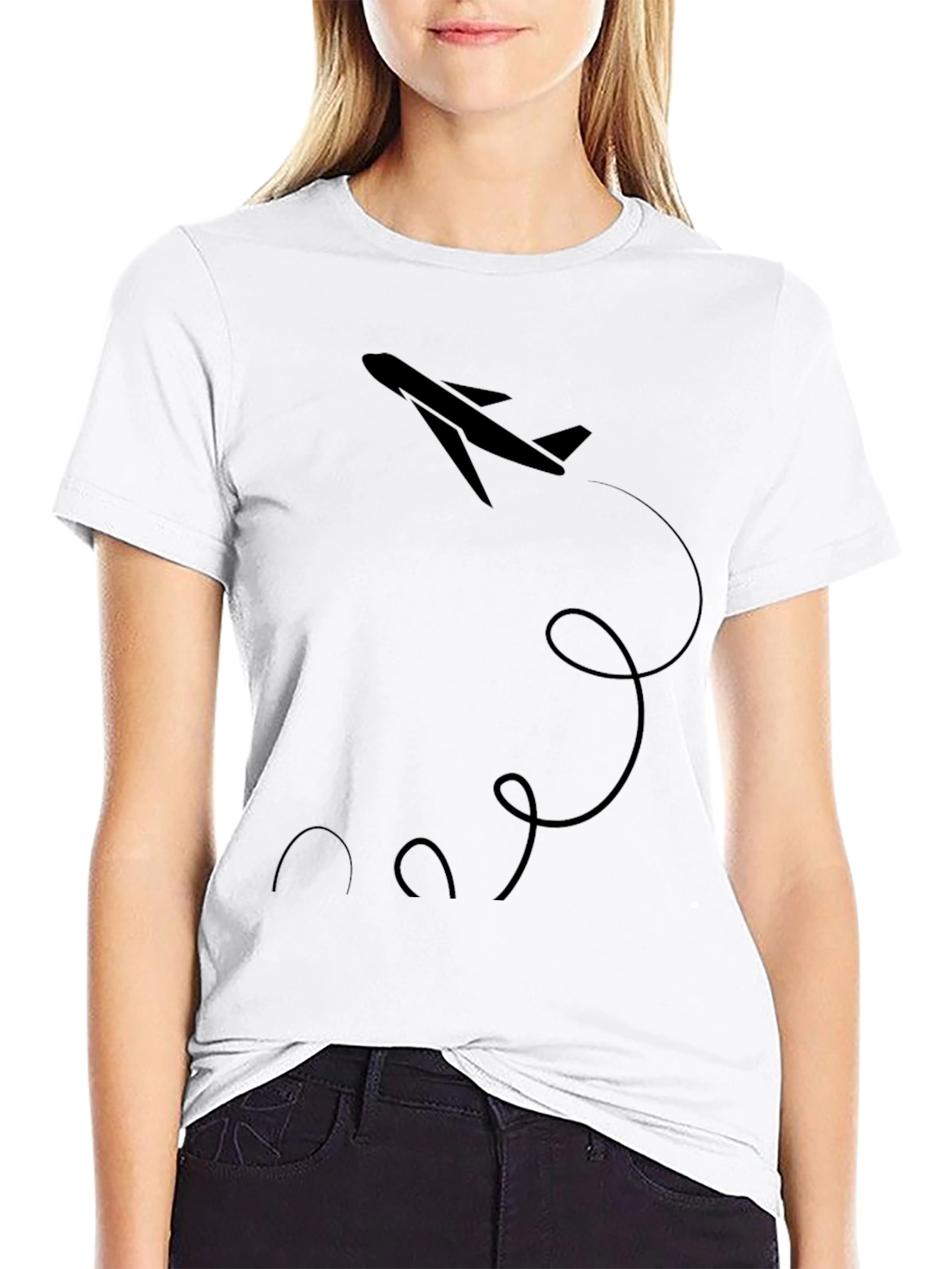 Airplane Graphic Tee - Black Cotton Comfort
