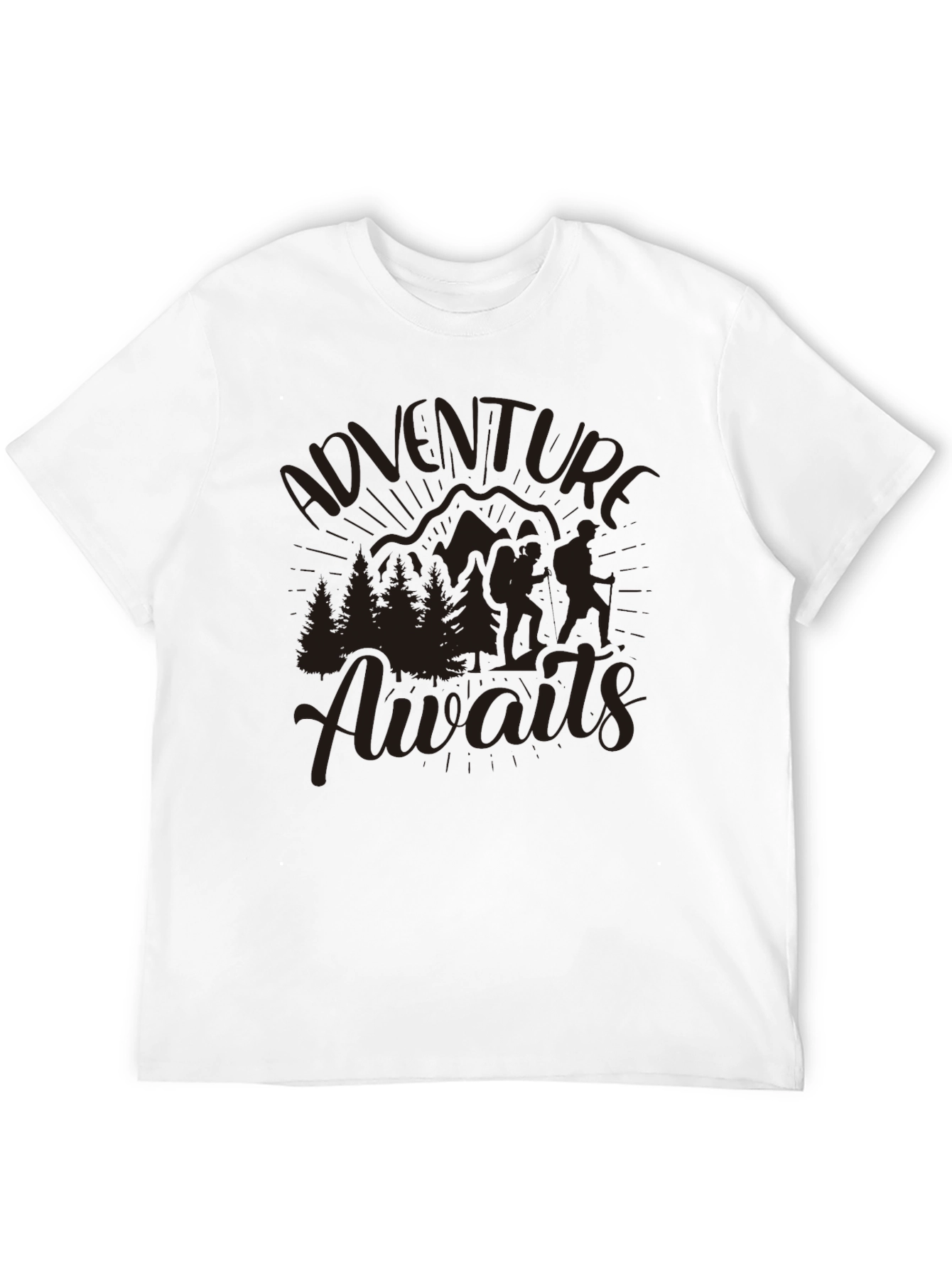 Adventure Awaits Graphic T-Shirt - Mountain Hiking Design