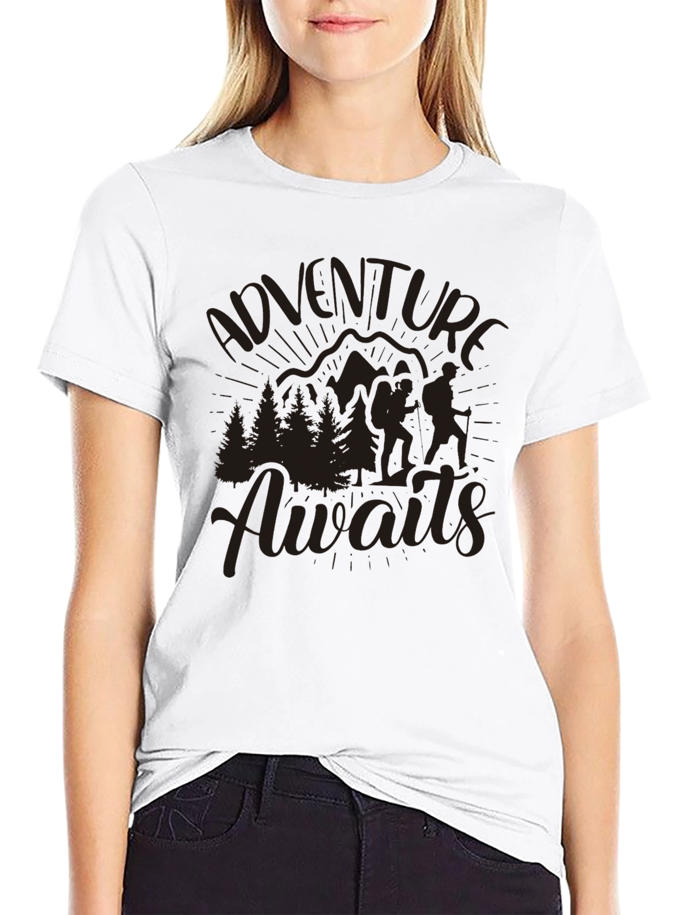 Adventure Awaits Graphic T-Shirt - Mountain Hiking Design