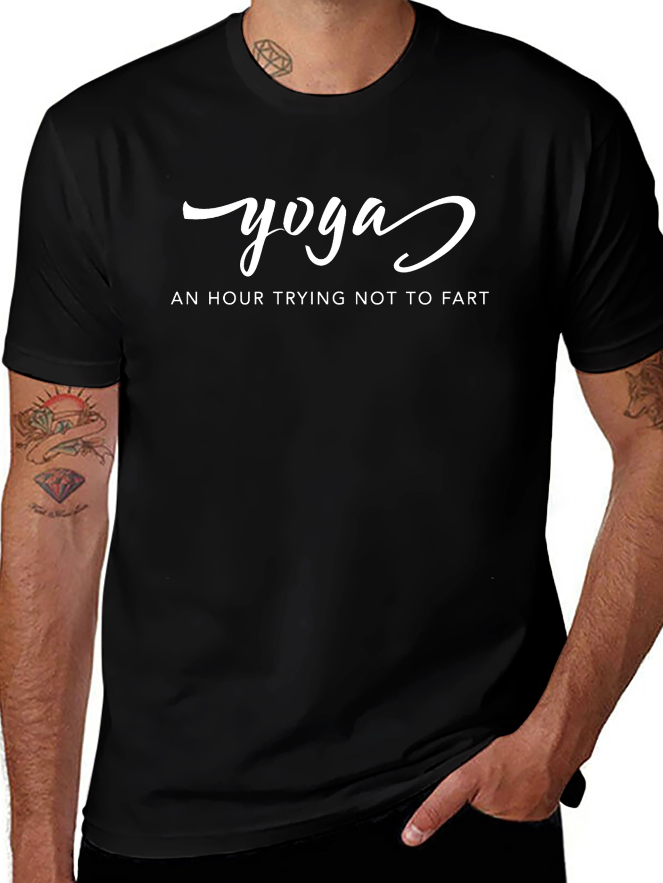 Yoga Funny T-Shirt - Trying Not to Fart