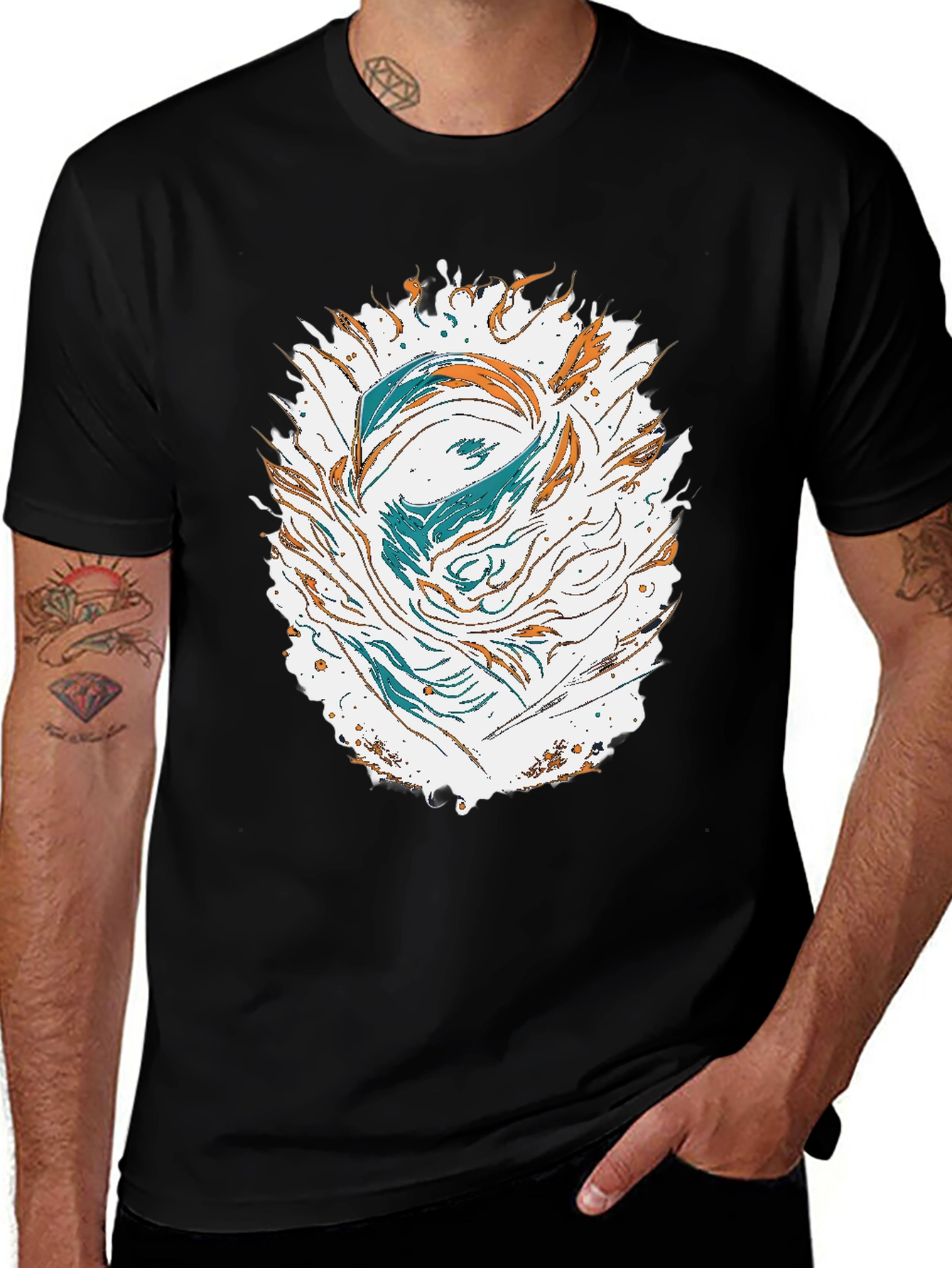 Abstract Graphic Print Crew Neck T-Shirt