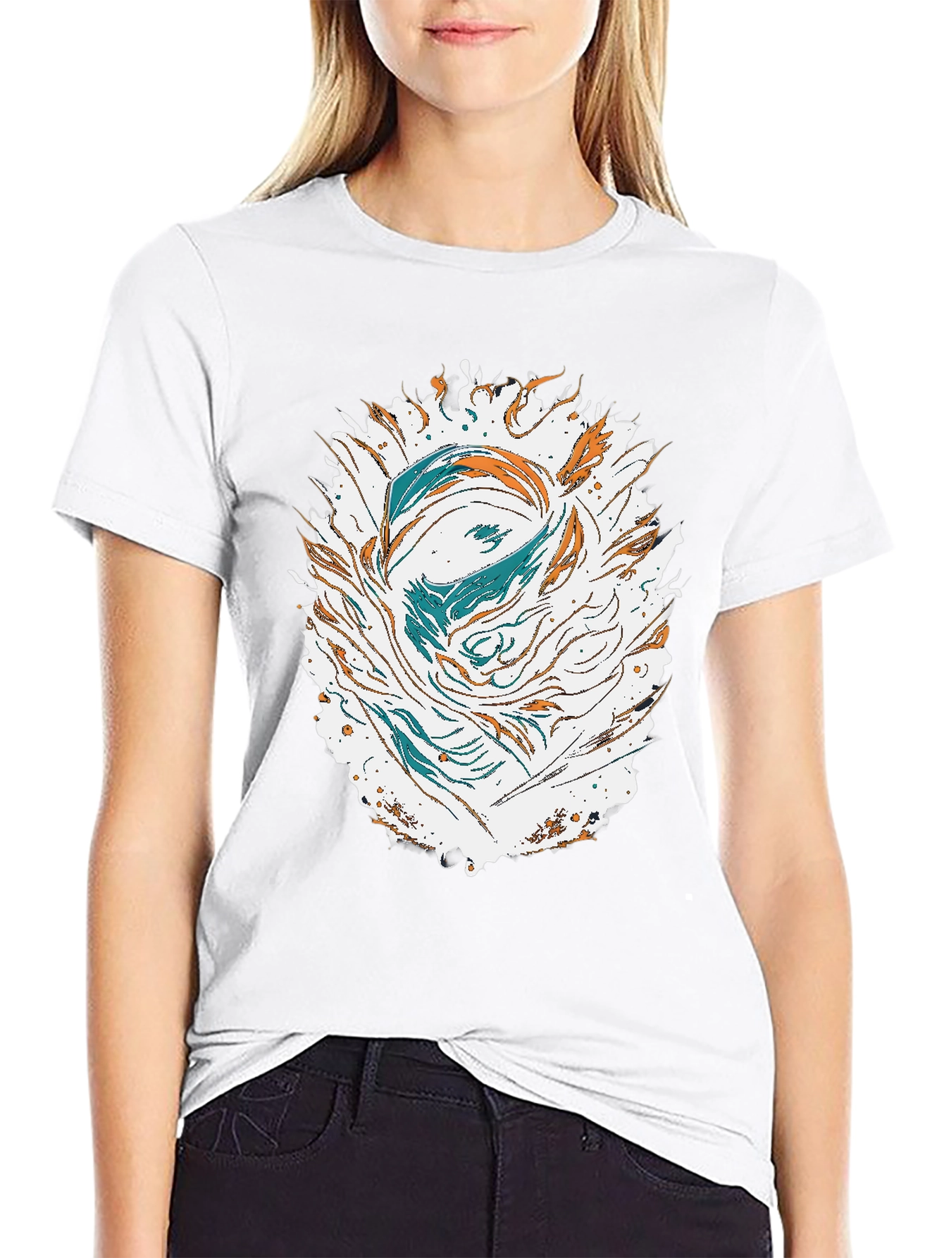 Abstract Graphic Print Crew Neck T-Shirt