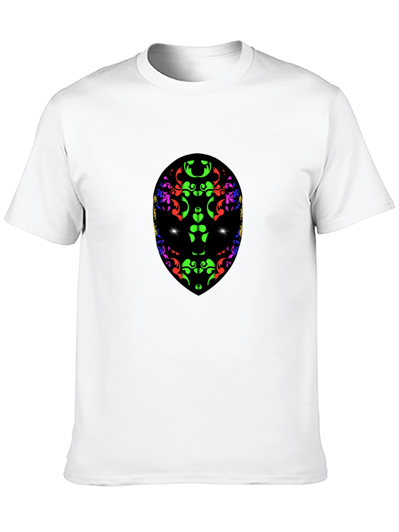 Abstract Alien Face Graphic Print Black T-Shirt