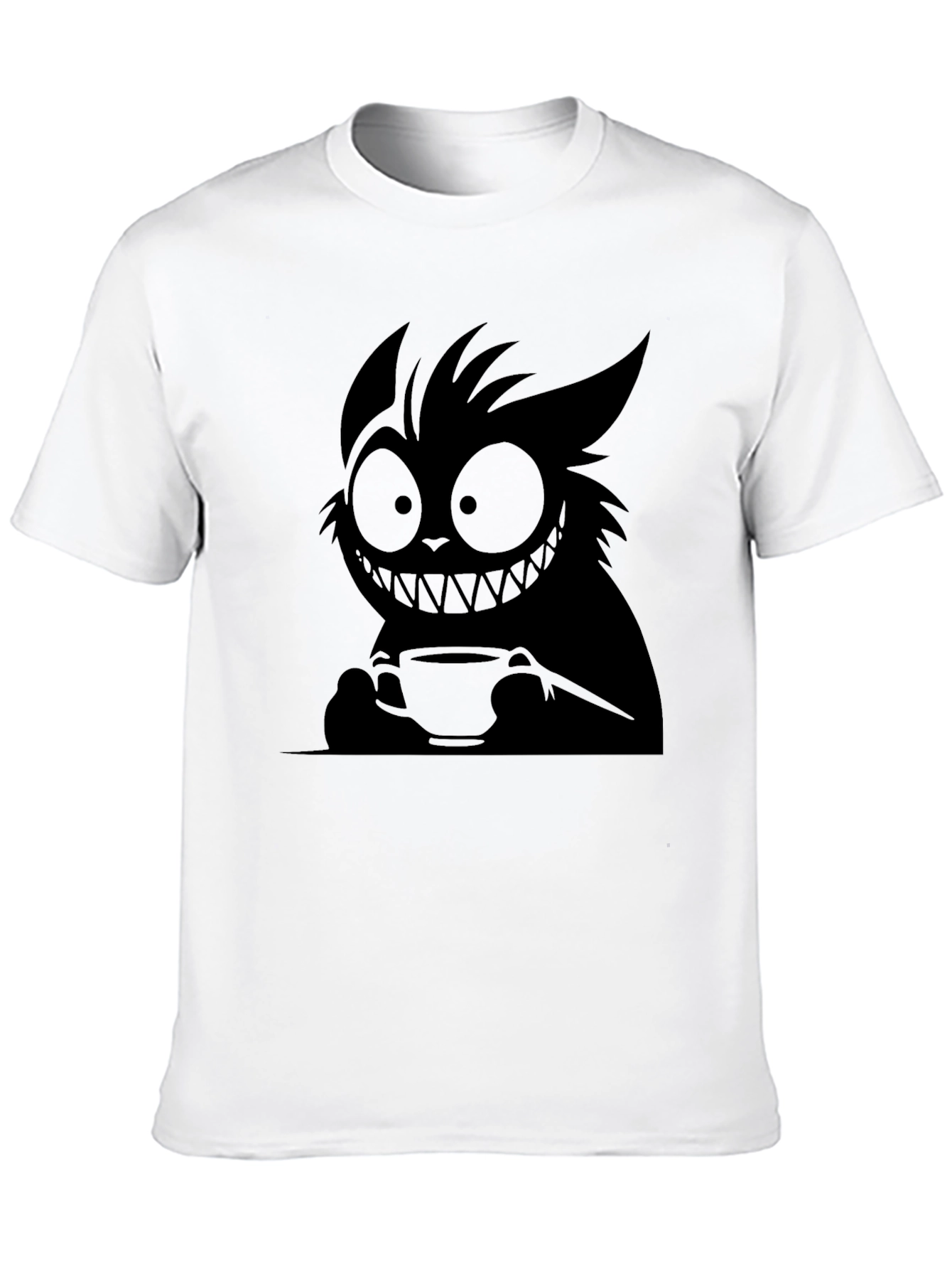 Whimsical Dark Cartoon Cat T-Shirt
