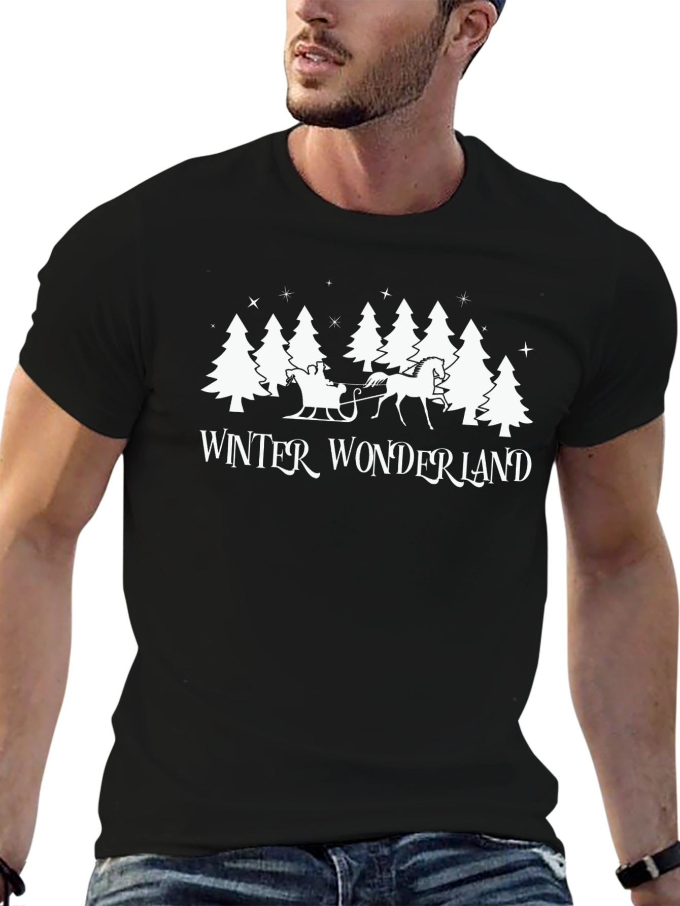 Winter Wonderland Graphic Tee - Black Holiday T-Shirt