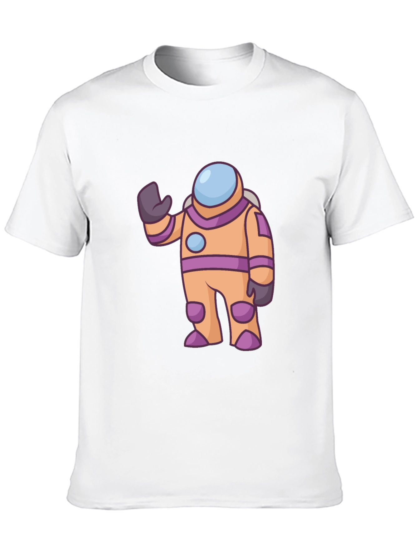 Astronaut Cartoon Graphic Tee - Black Cotton T-Shirt