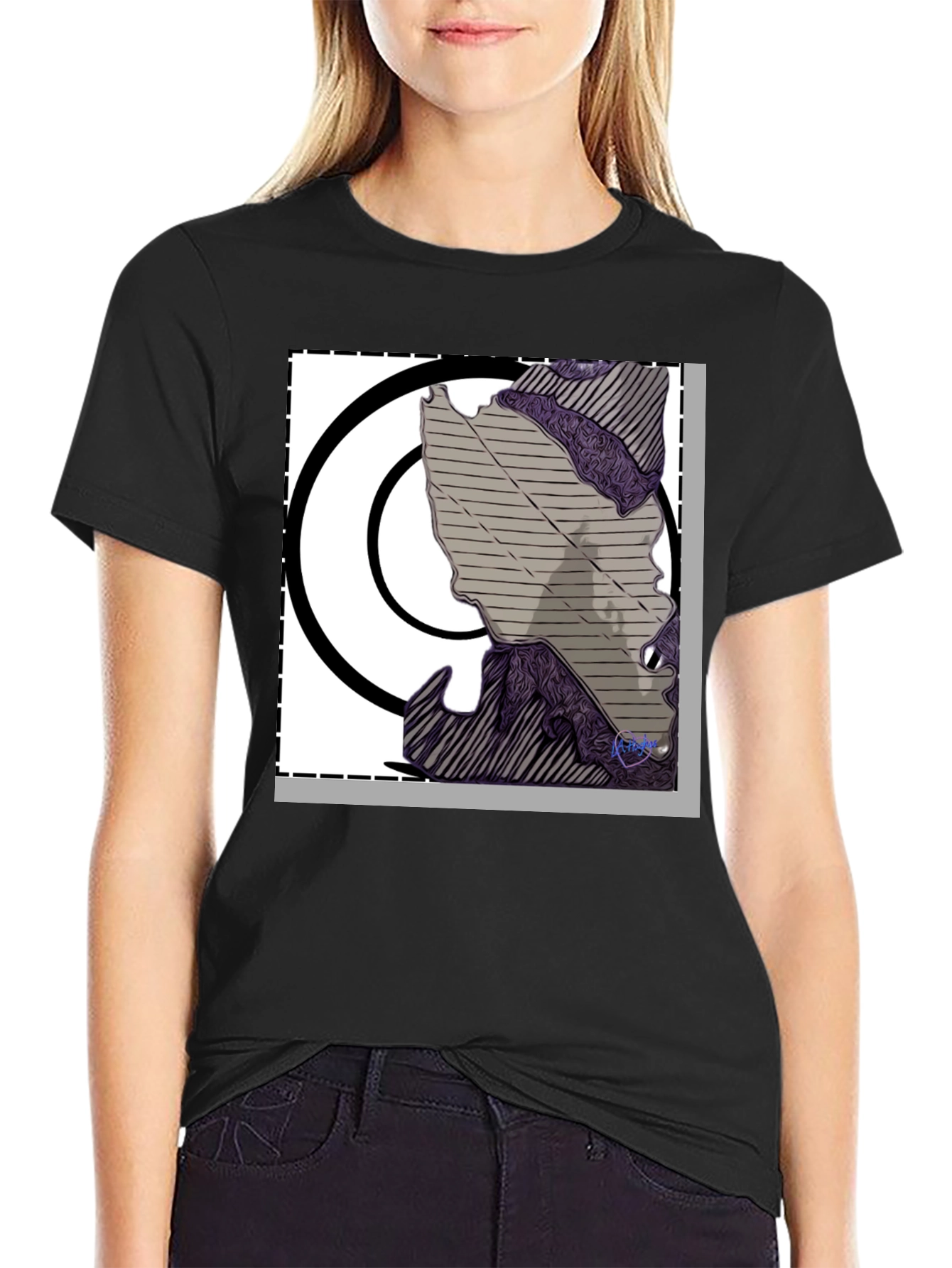 Abstract Graphic Print Black T-Shirt
