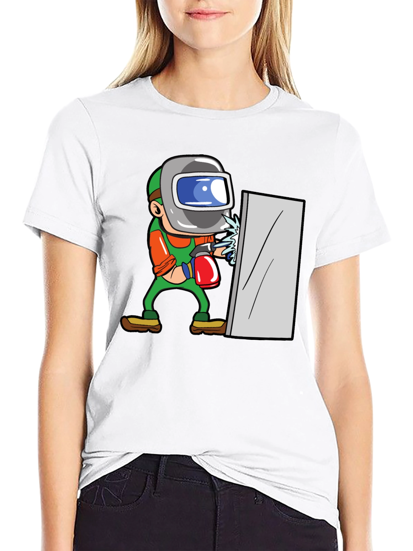 Welder Cartoon Graphic T-Shirt