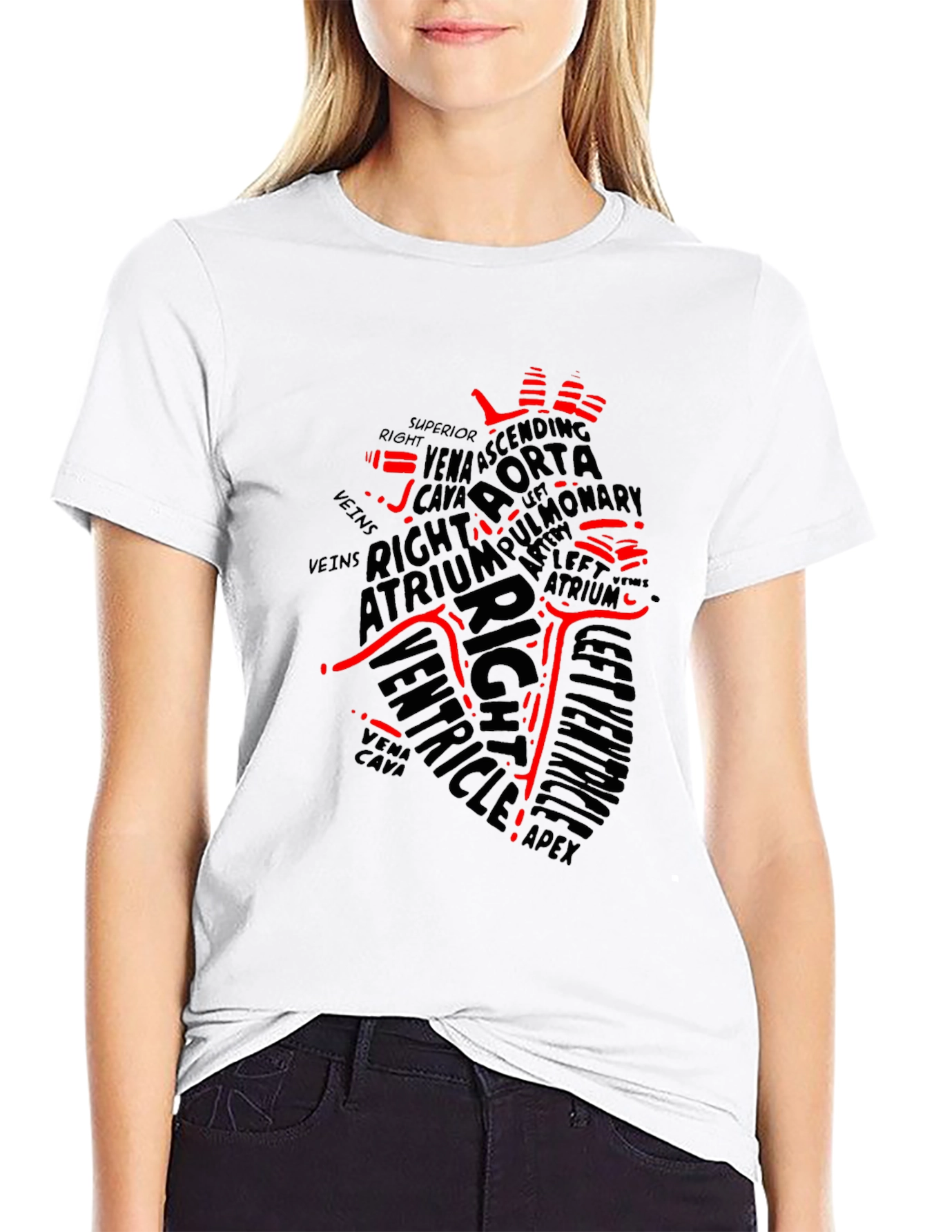 Anatomical Heart Word Art T-Shirt - Black