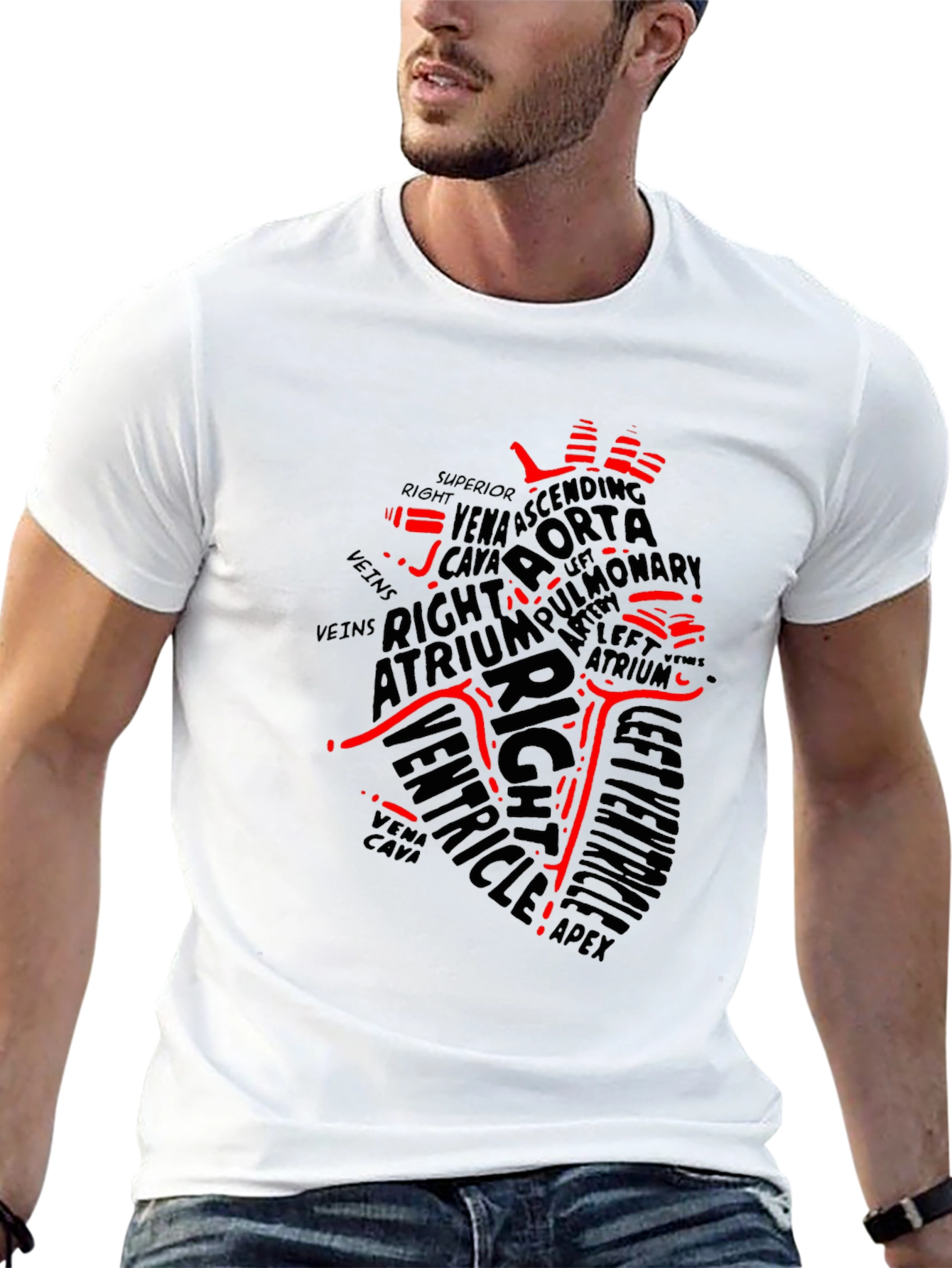 Anatomical Heart Word Art T-Shirt - Black