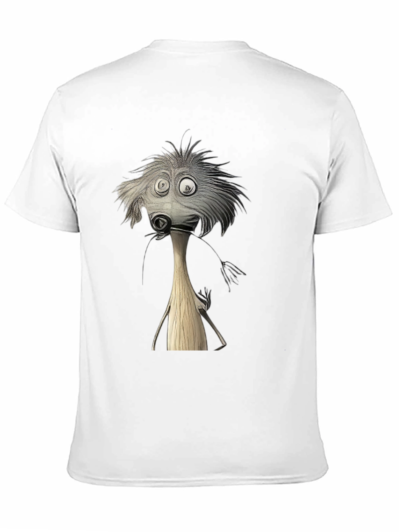 Whimsical Cartoon Character Black T-Shirt