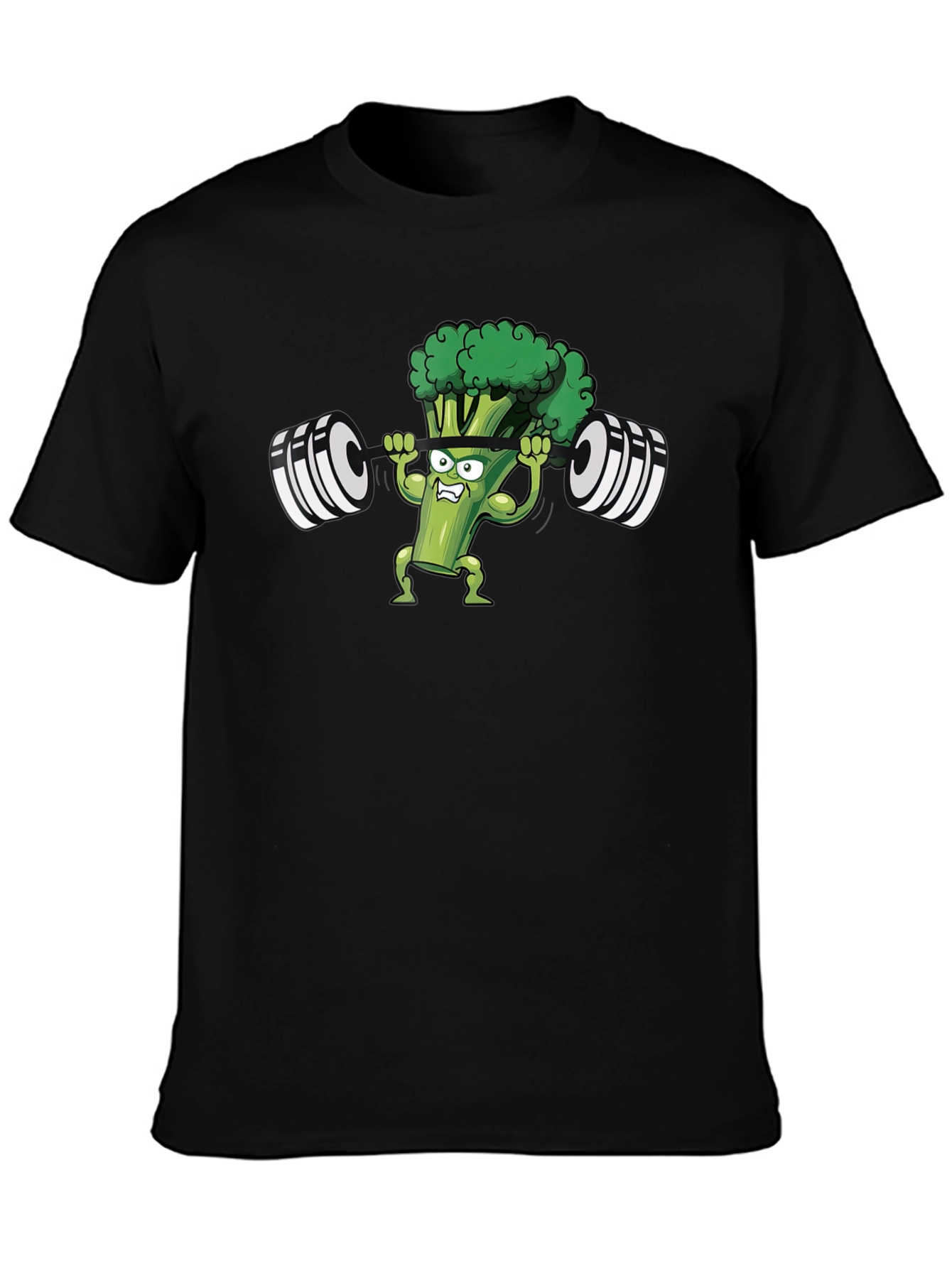 Weightlifting Broccoli Mens Black T-Shirt