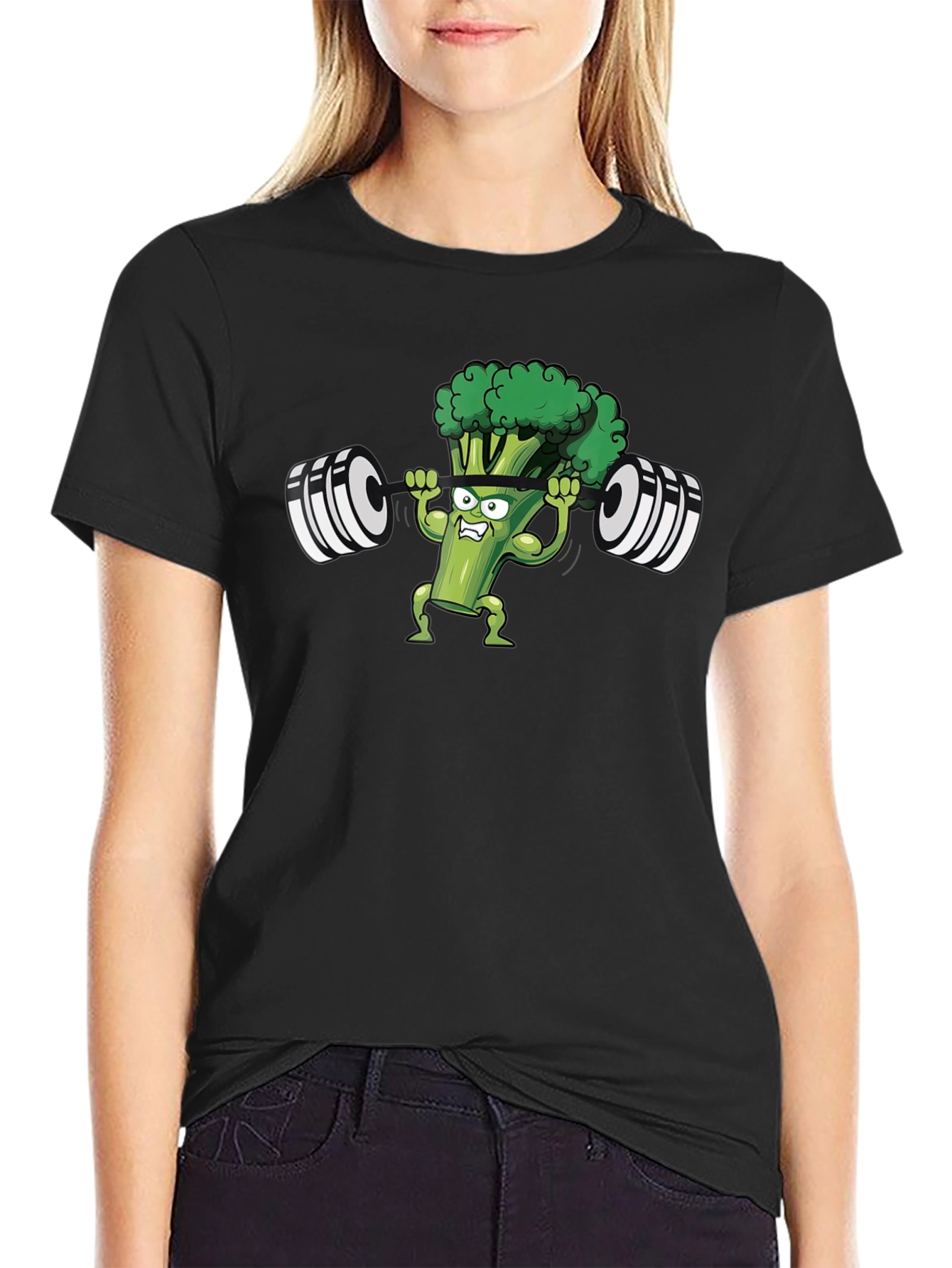 Weightlifting Broccoli Mens Black T-Shirt