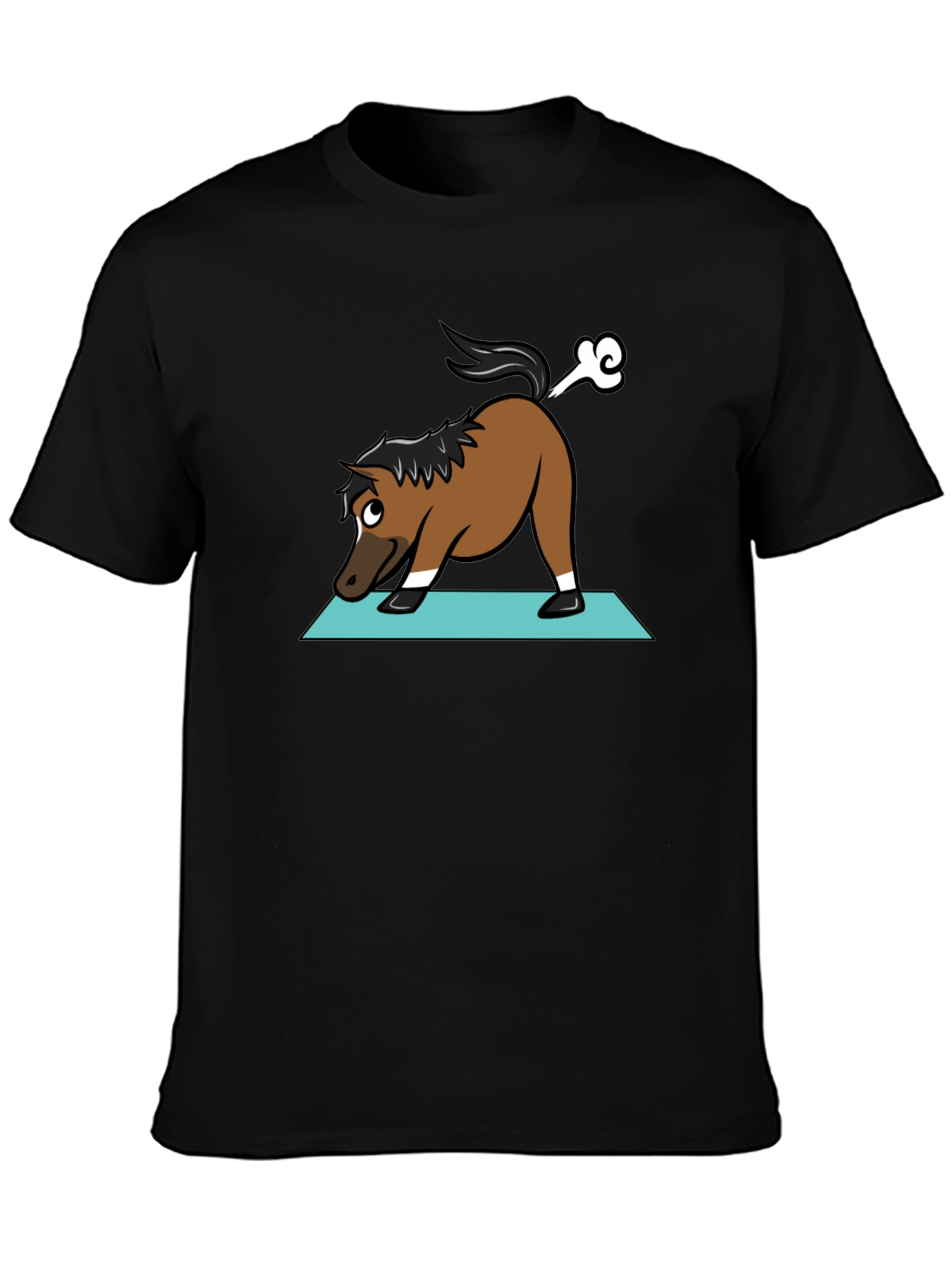 Yoga Horse Farting Funny Black T-Shirt