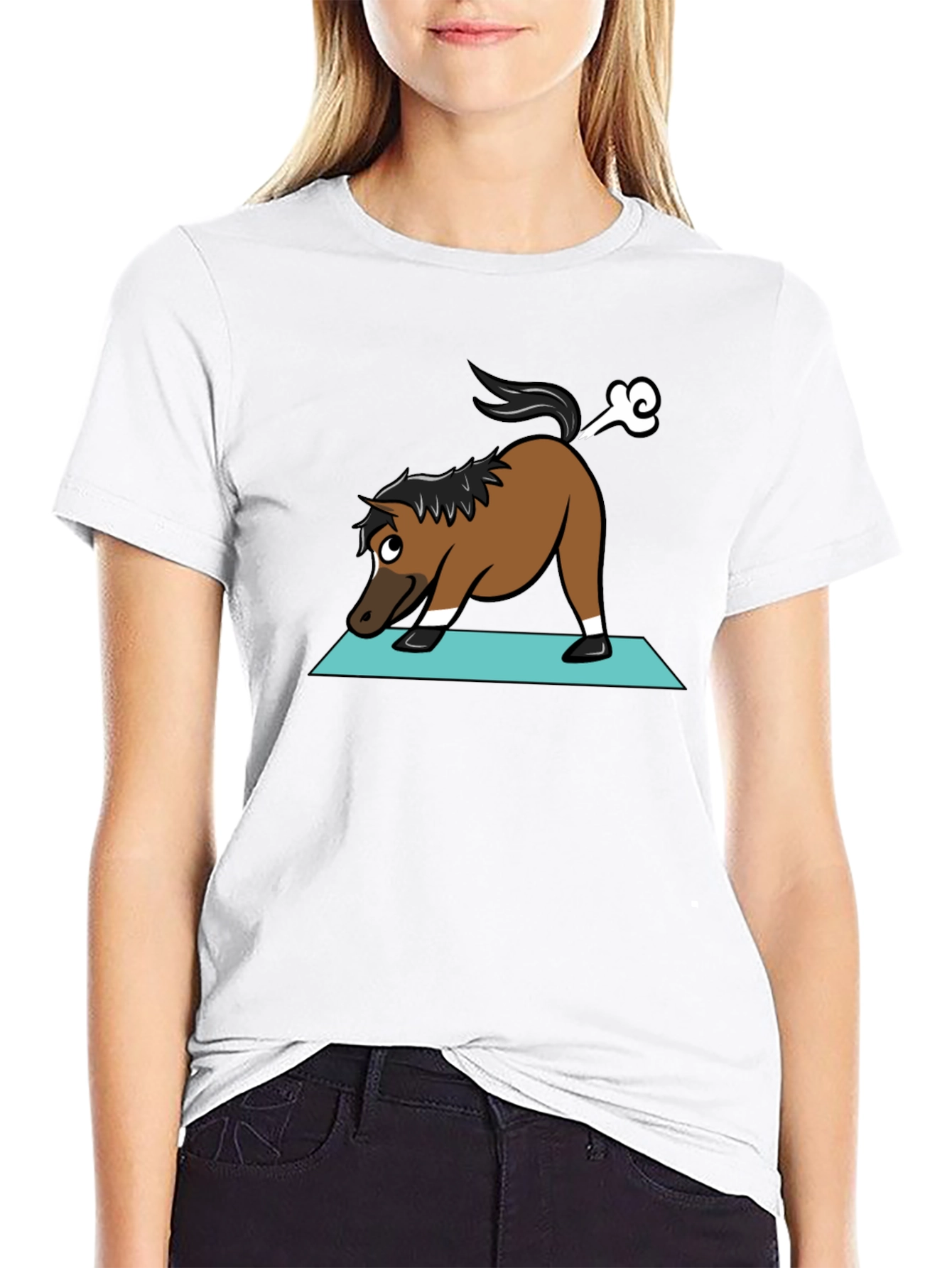 Yoga Horse Farting Funny Black T-Shirt