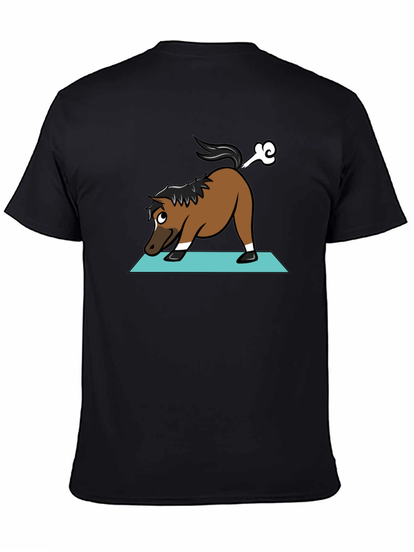 Yoga Horse Farting Funny Black T-Shirt