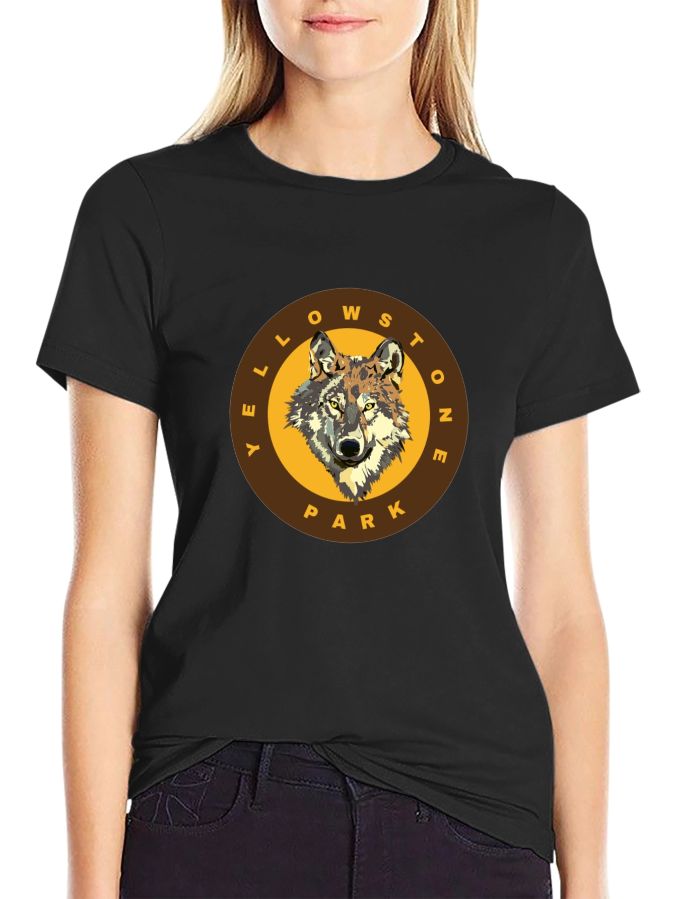 Yellowstone Park Wolf Graphic T-Shirt