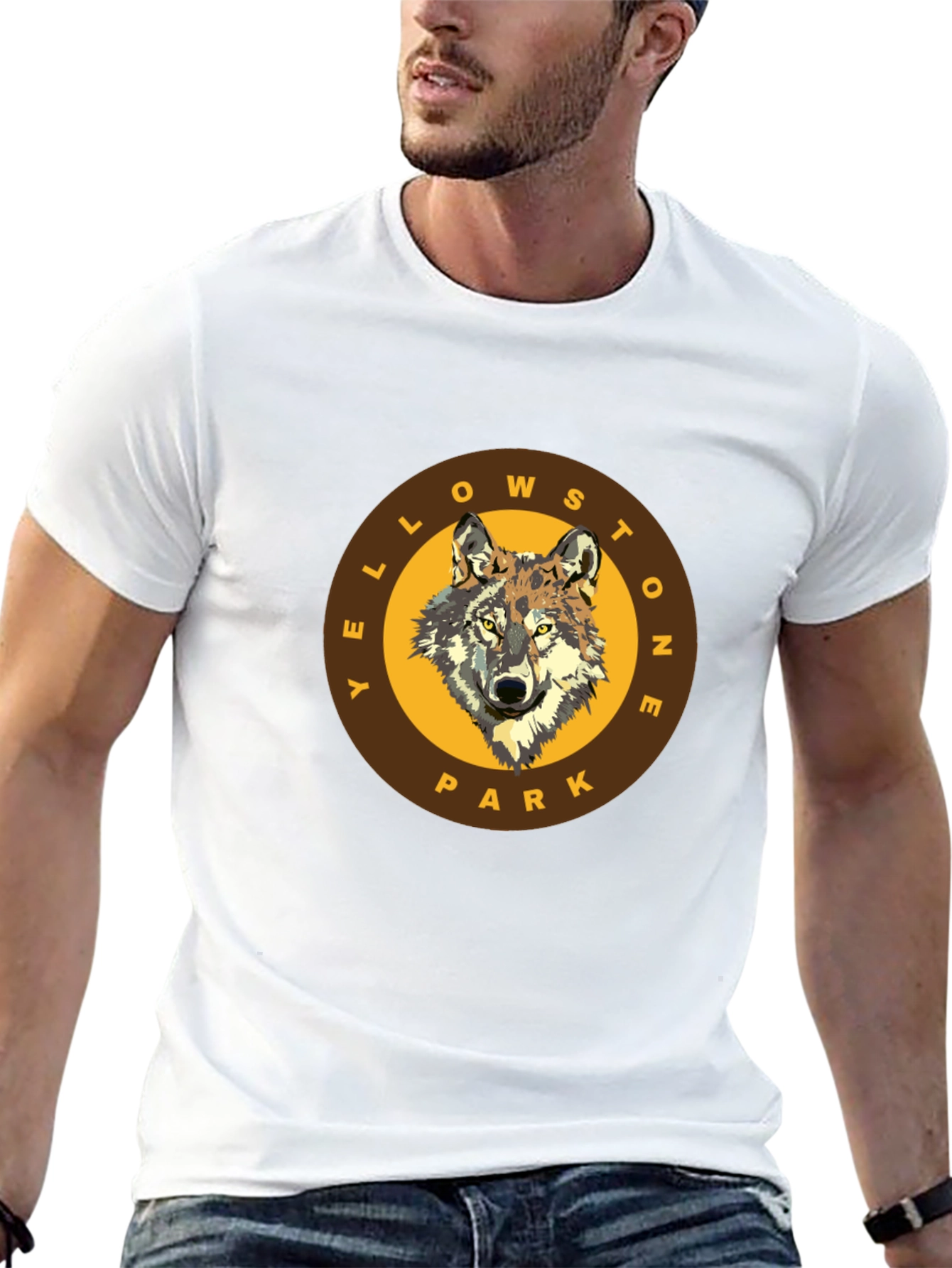 Yellowstone Park Wolf Graphic T-Shirt