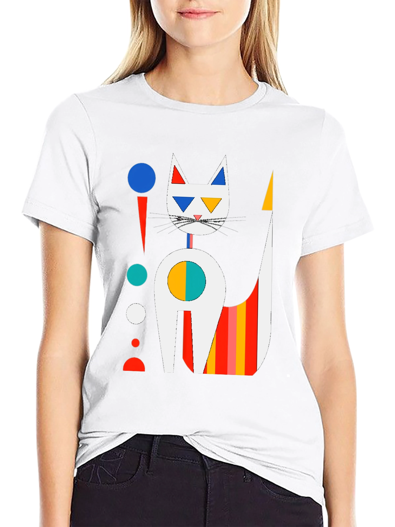 Abstract Cat Graphic T-Shirt