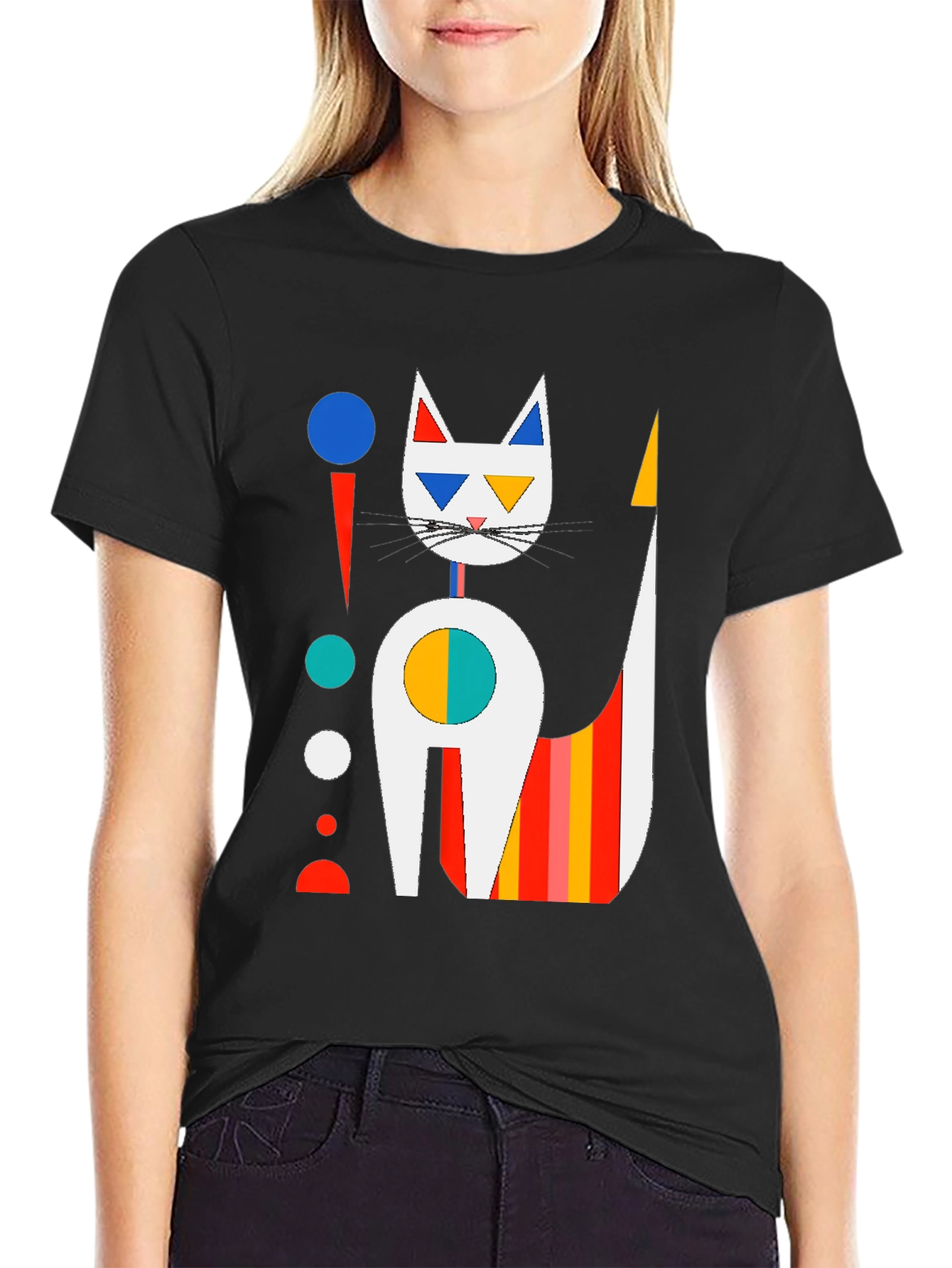 Abstract Cat Graphic T-Shirt