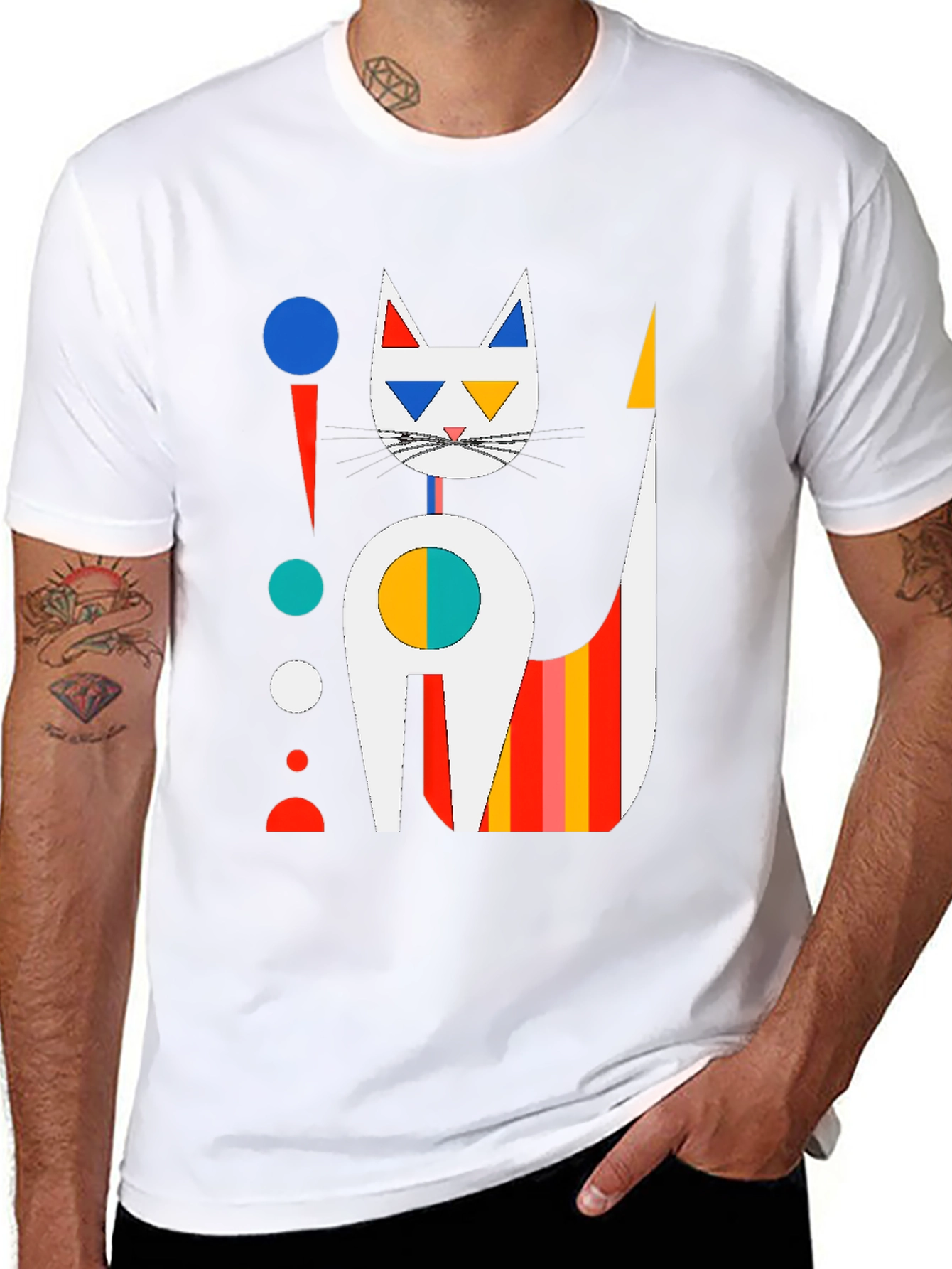 Abstract Cat Graphic T-Shirt