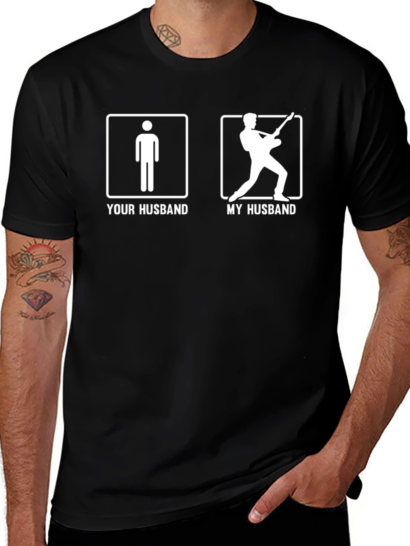 Your Husband My Husband Guitarist Black T-Shirt