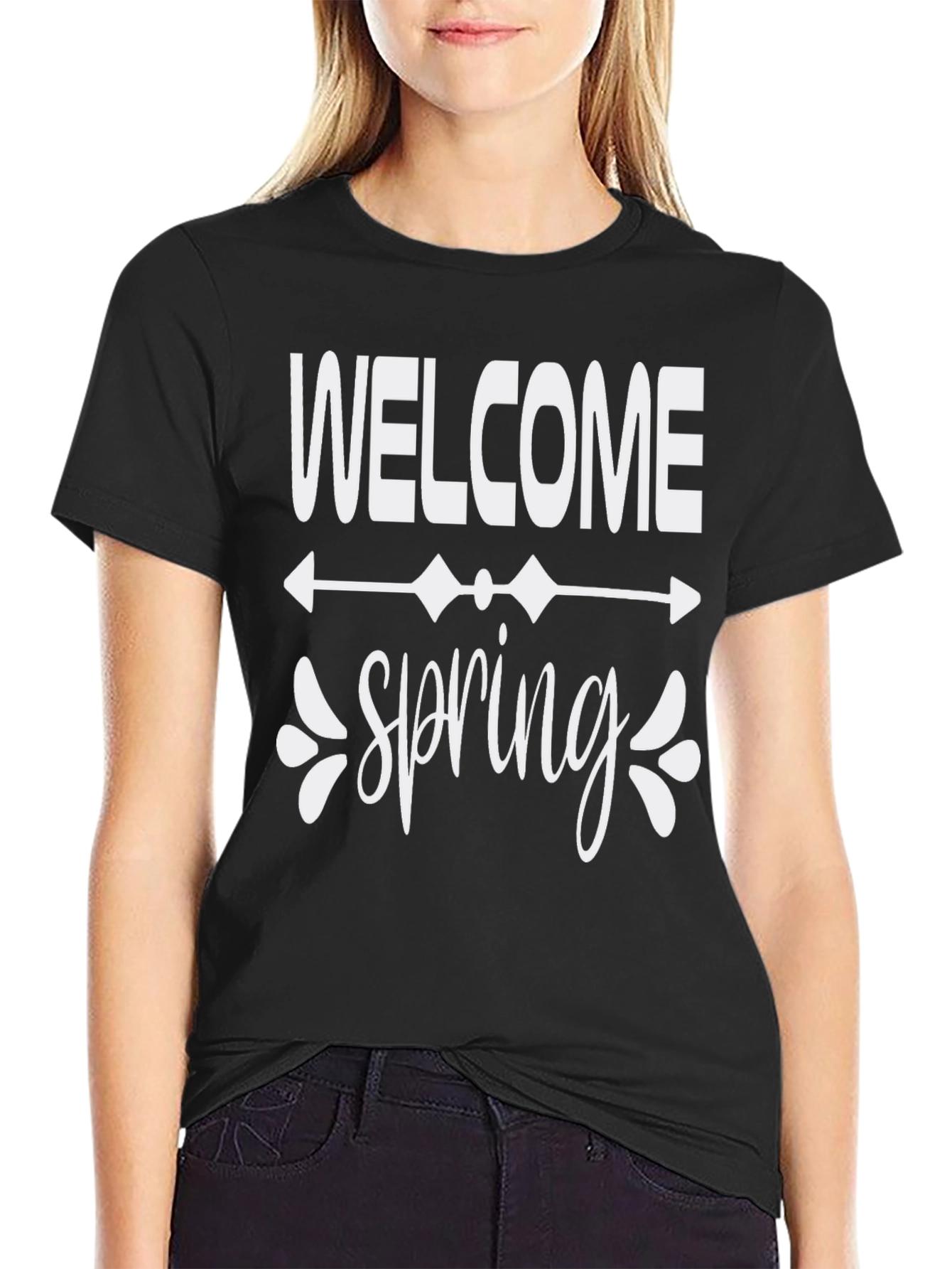 Welcome Spring Black Graphic Tee